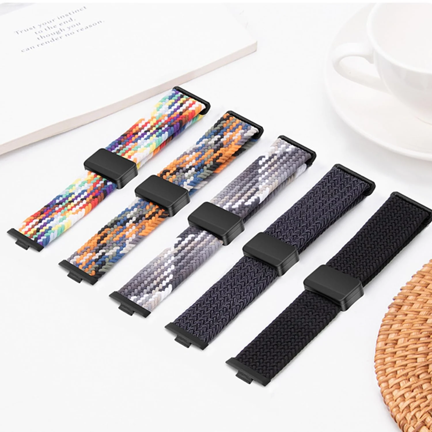 DL3 Mobilak Braided Strap for Huawei Watch Fit 4 / Fit 4 Pro/Fit 3 Bracelet, Quick Release Adjustable Nylon Sport Elastic Loop Band, Anti-Slip Magnetic Buckle Stretchy Nylon Strap - Blue