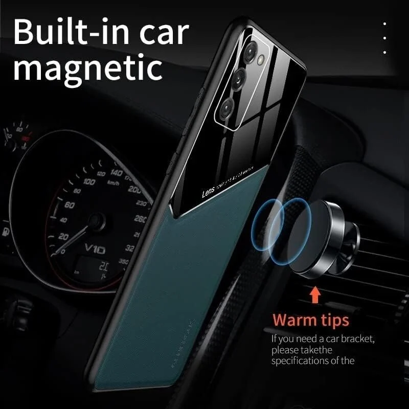 DL3 Mobilak Leather and PC Protective Case for vivo V27e / vivo S16e, Built-in magnetic car-mount support, Shock-absorbing protection, Raised edges around the screen and camera - Green