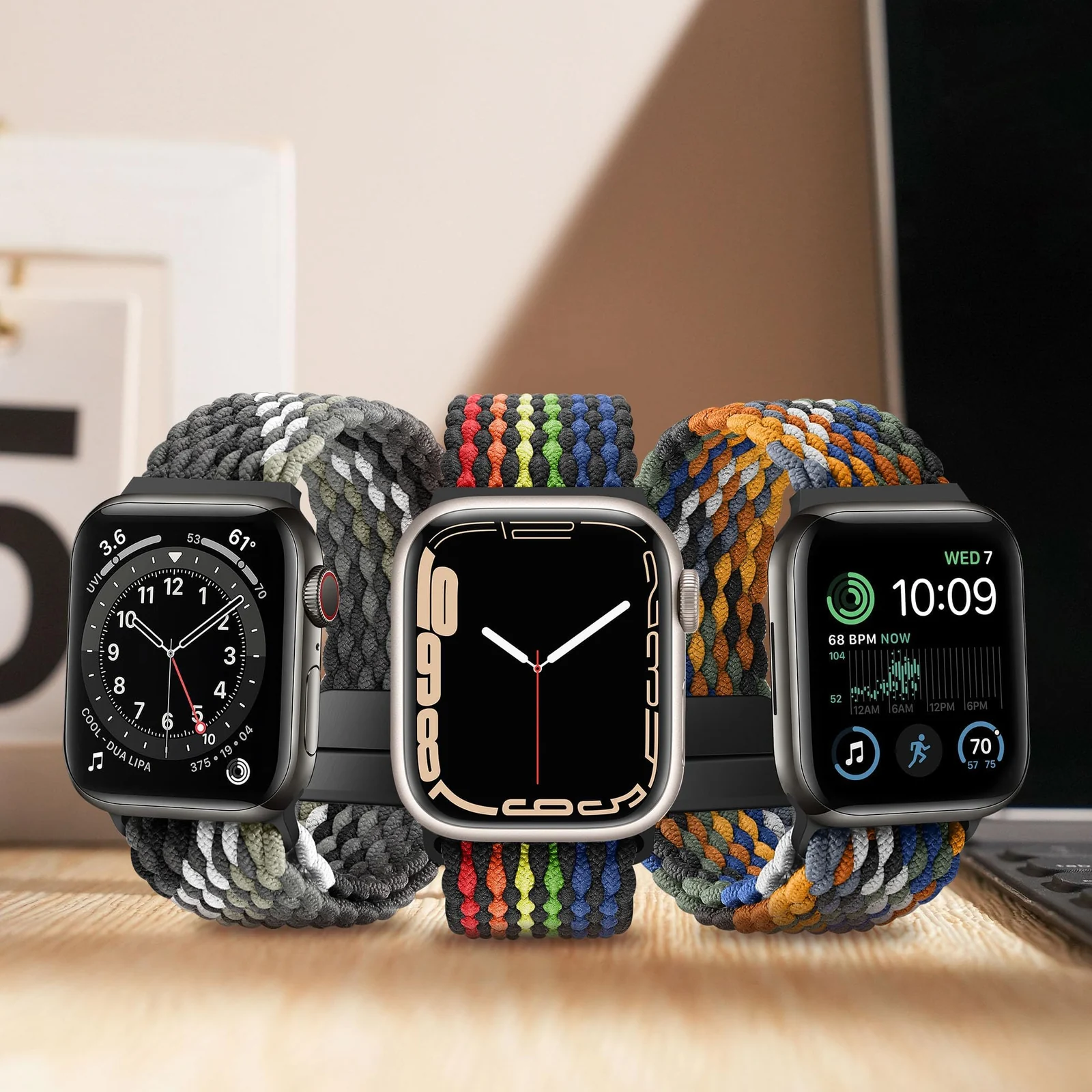DL3 Mobilak Sport Solo Loop Compatible with Apple Watch Band 42mm 44mm 45mm 46mm 49mm for Women Men, Magnetic Strap Stretchy Braided Wristband for iWatch Series 11 10 9 8 7 6 5 4 3 Ultra 3 2 1 SE SE2 - Black