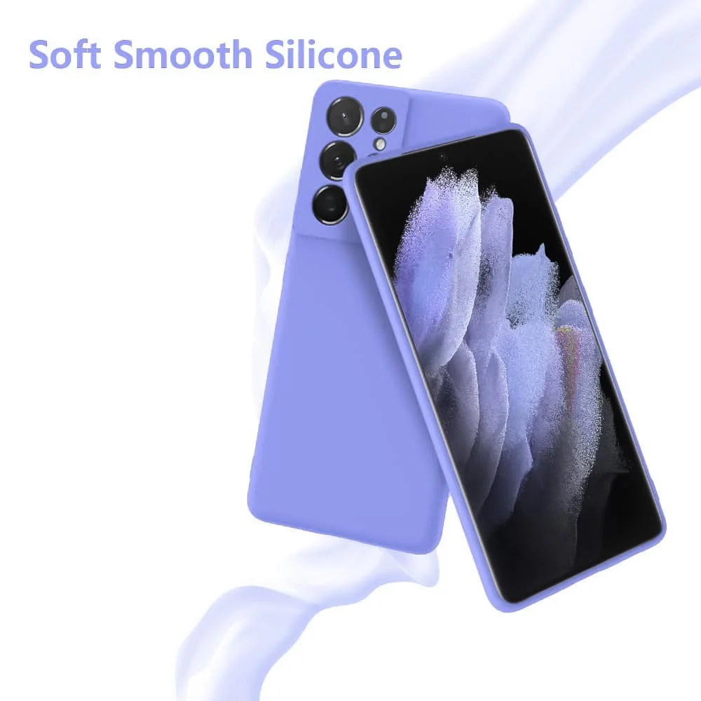 DL3 Mobilak Samsung Galaxy S21 Ultra 5G Case, Soft Flexible Silicone Gel Rubber Bumper Cover, Slim Fit Full Body Shockproof Protective Phone Case - Baby Blue