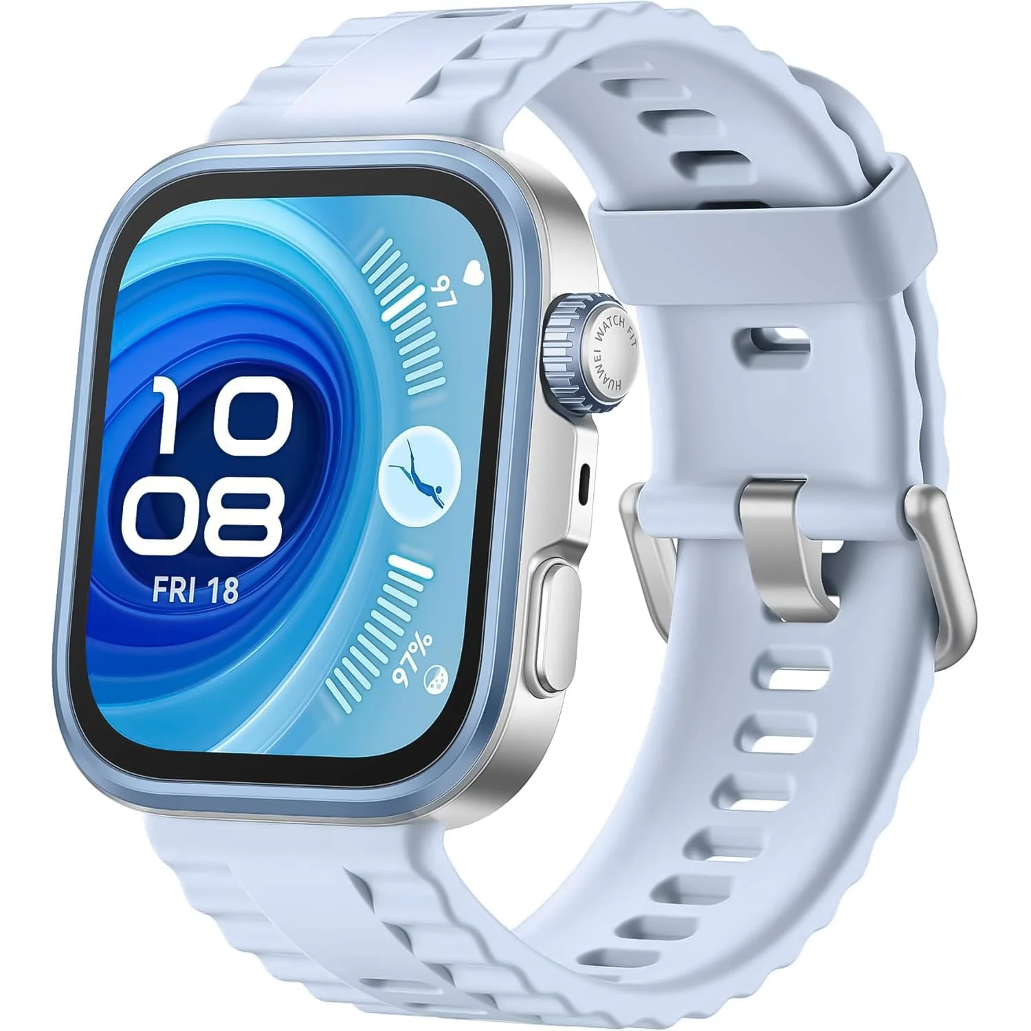 DL3 Mobilak Wavy Texture Sports Wristbands for Huawei Watch Fit 4/Fit 4 Pro/Fit 3 Strap, Breathable Silicone Wristband Strap Watch Strap Bracelet for Huawei Watch Fit 4 Pro/Fit4/3 - Light Blue
