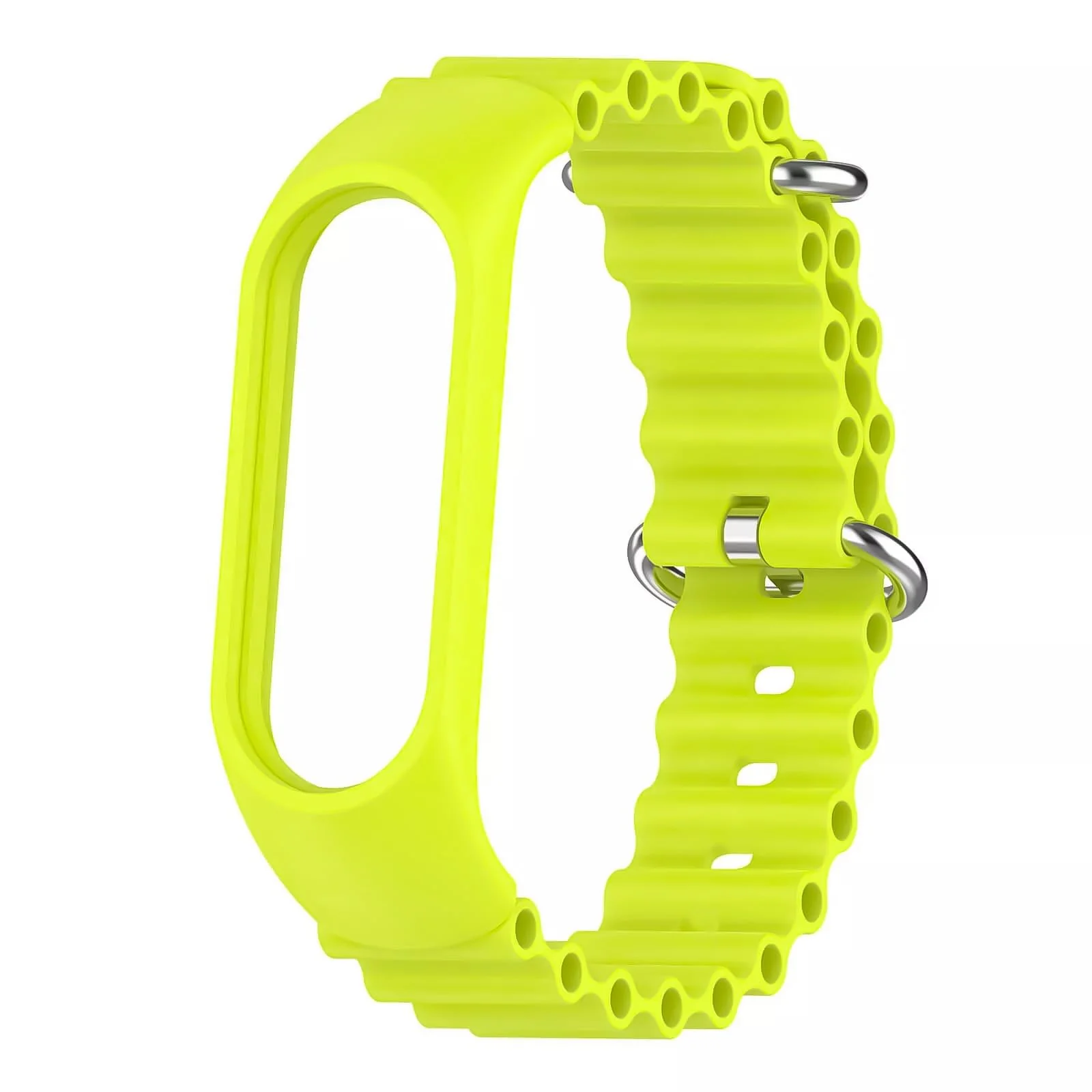 DL3 Mobilak Ocean Band for Xiaomi Mi Band 7/Mi Band 6/Mi Band 5/Mi Band 4/Mi Band 3, Adjustable Silicone Stretchy Sport Strap Women Men Replacement Wristband - Yellow