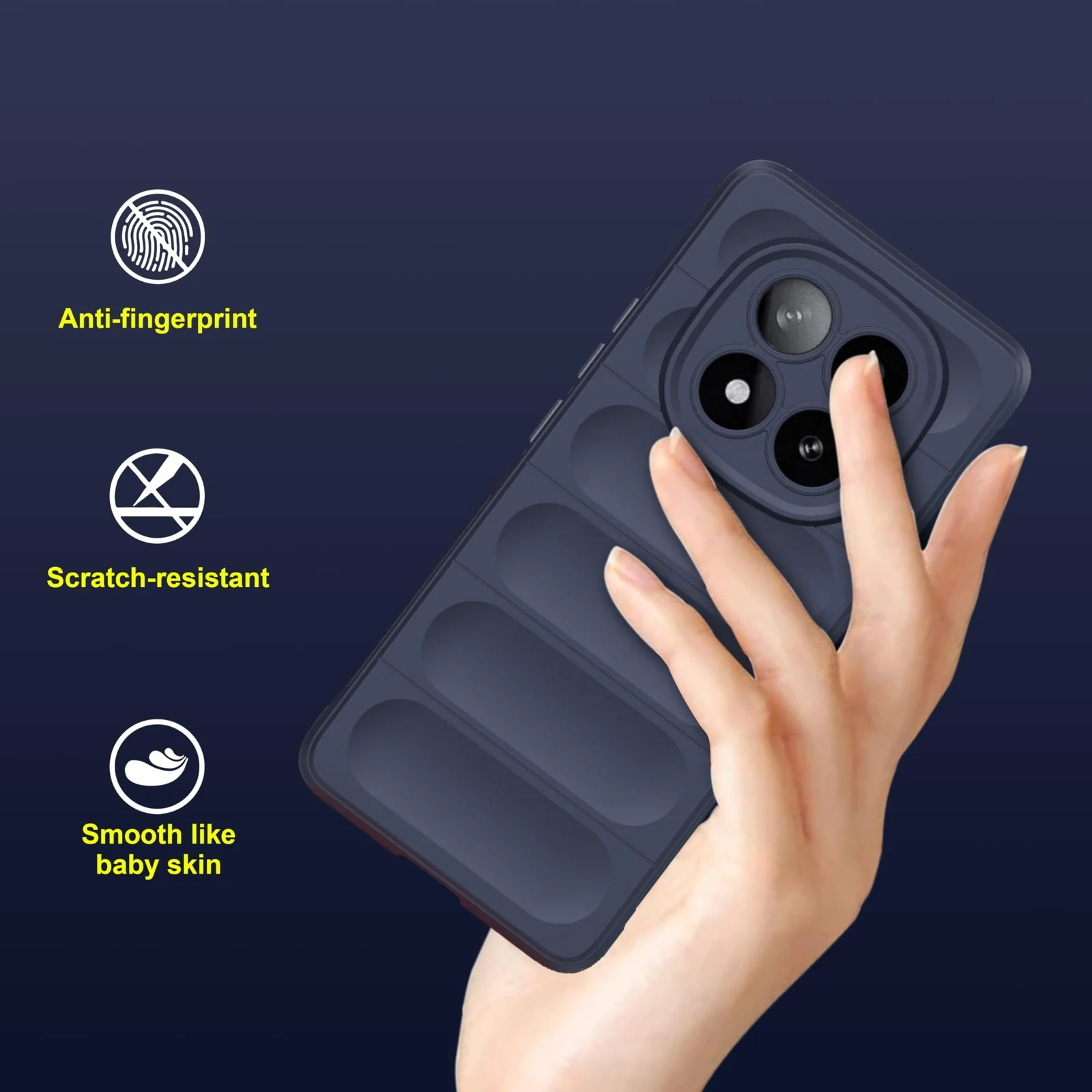 DL3 Mobilak Flexible Silicone and TPU Protective Case with Camera Protection for Xiaomi Redmi Note 14 Pro Plus 5G - Blue