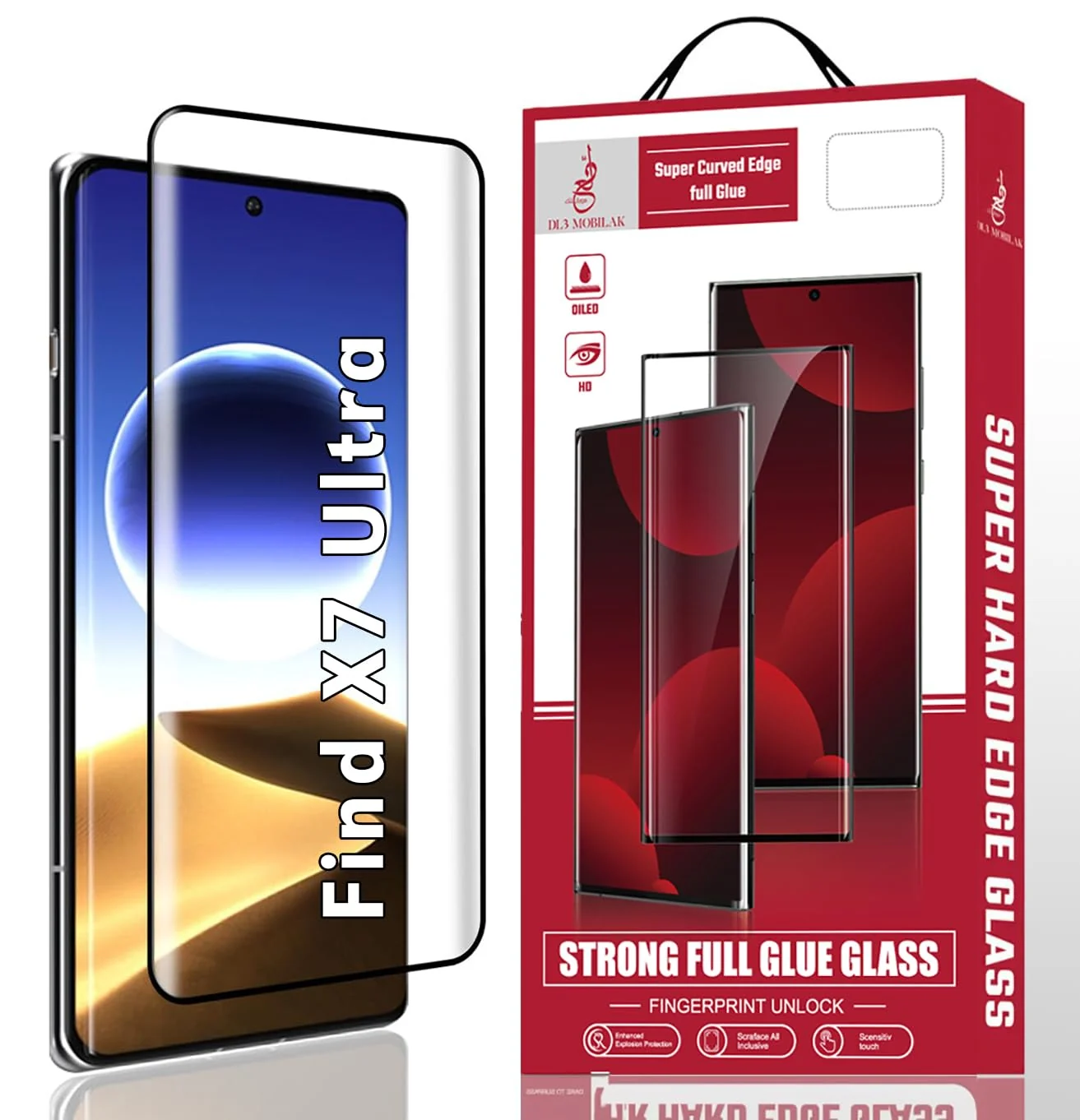 DL3 Mobilak Screen Protector for OPPO Find X7 Ultra, Tempered Glass Screen Saver Premium HD Protective, Scratch Resistant, NO-Bubble, 9H Hardness, Full Coverage Film - Clear