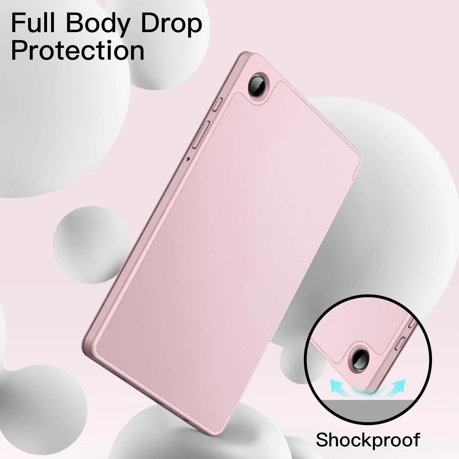 DL3 Mobilak Samsung Galaxy Tab A9+/ A9 Plus Case 11 inch 2023 (SM-X210/X216/X218) Case with Pen Holder, Soft TPU Back Trifold Stand Protective Smart Cover Flip, Auto Wake&Sleep - Rose Gold