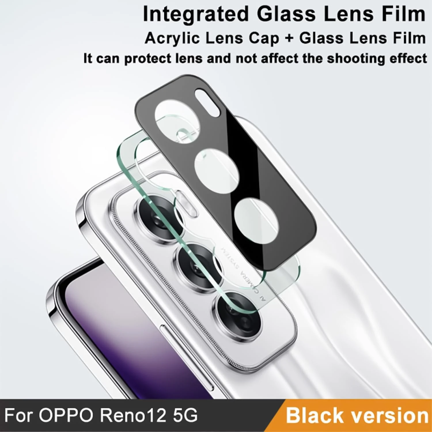 DL3 Mobilak OPPO Reno 12 5G Camera Lens Protector Tempered Glass Screen Protector HD [Full Coverage][Anti-Scratch] Drop Protection Ultra Clear/Thin Lens Protector Case For OPPO Reno12 5G - Black