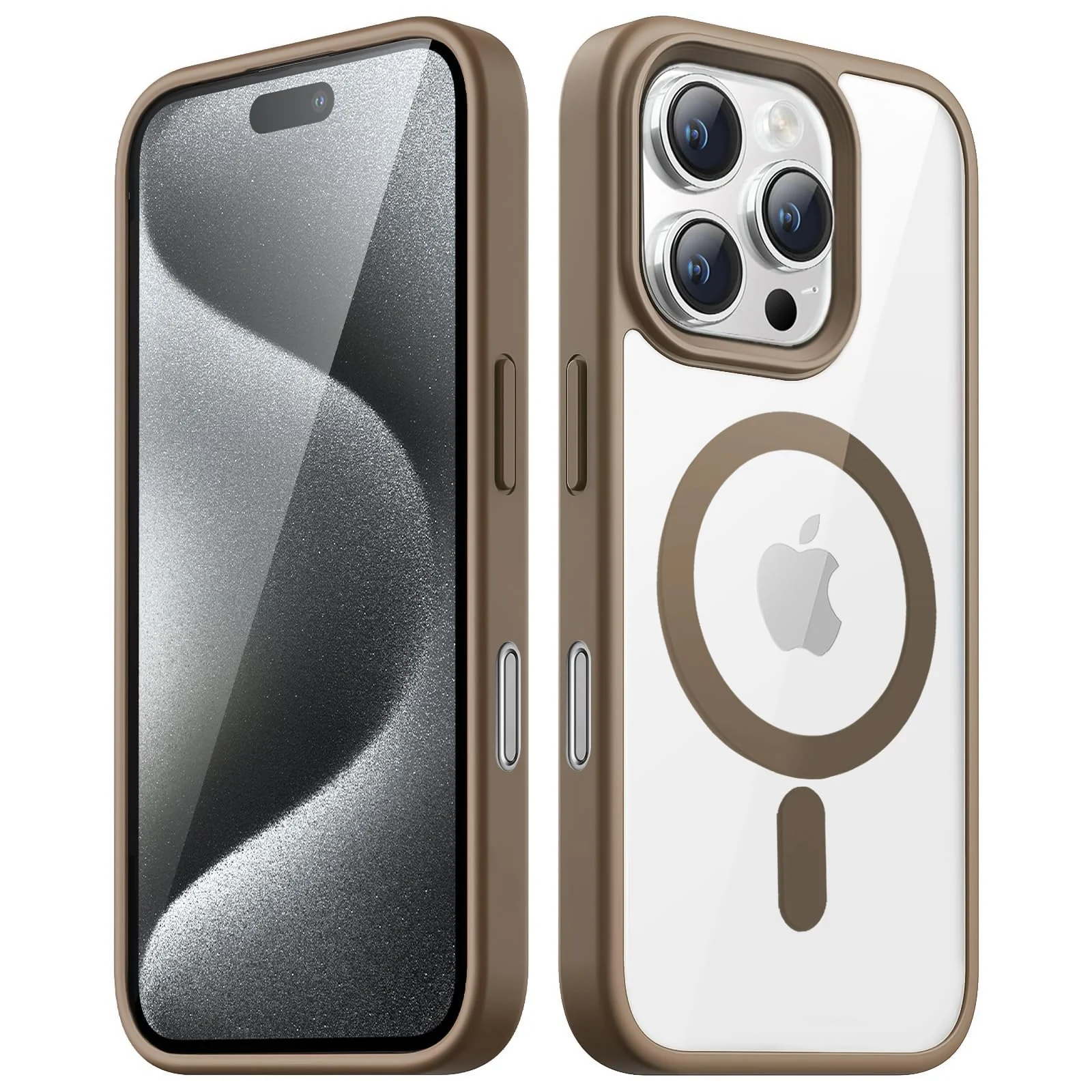 DL3 Mobilak Clear MagSafe-Compatible Magnetic Case for iPhone 16 Pro Max with Military-Grade Protection - Desert Brown