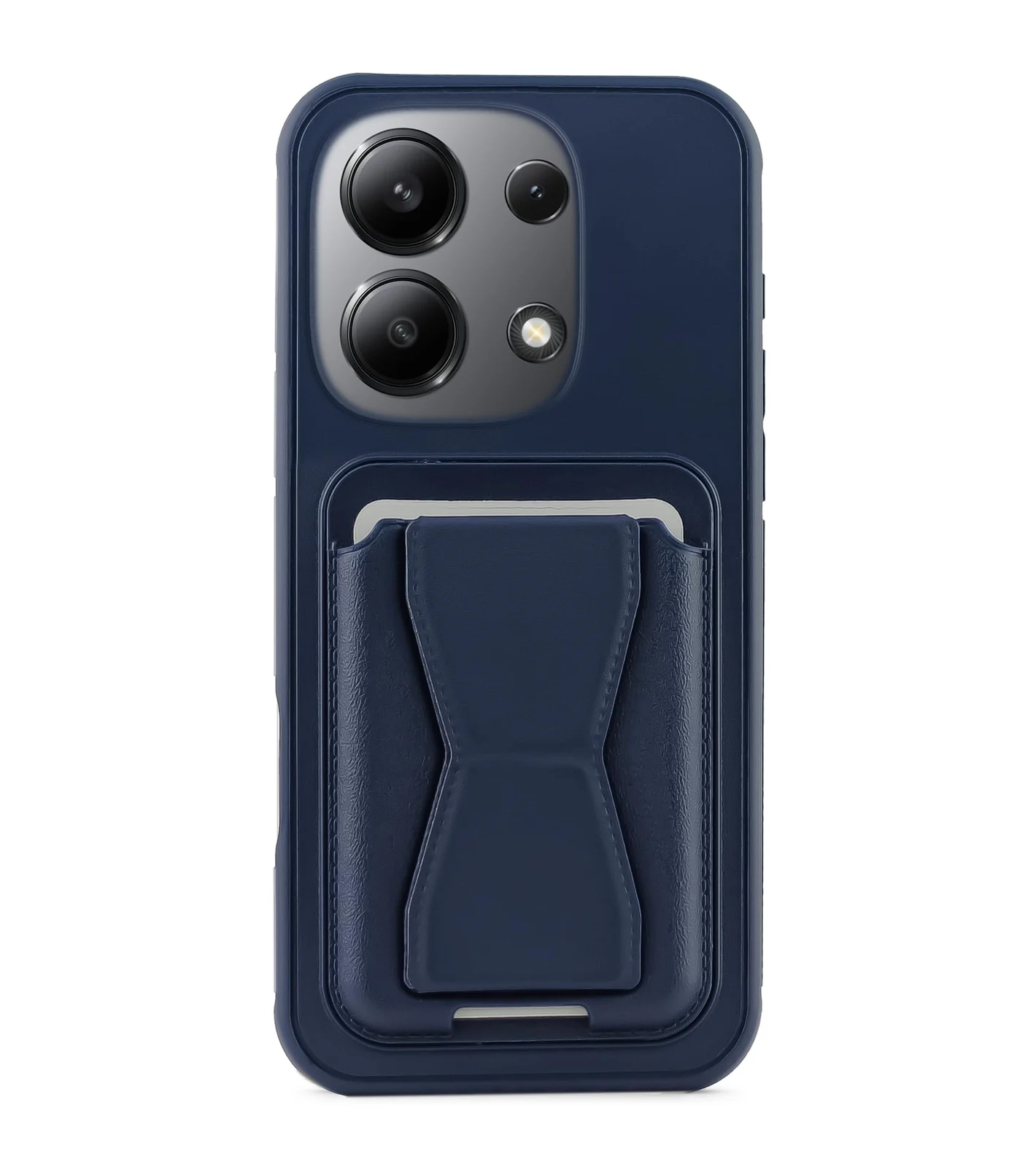 DL3 Mobilak Leather Wallet Case Compatible with Xiaomi Redmi Note 13 4G, Leather Back Cover With TPU Frame, Shockproof Protective Phone Case with Card Holder Stand - Blue