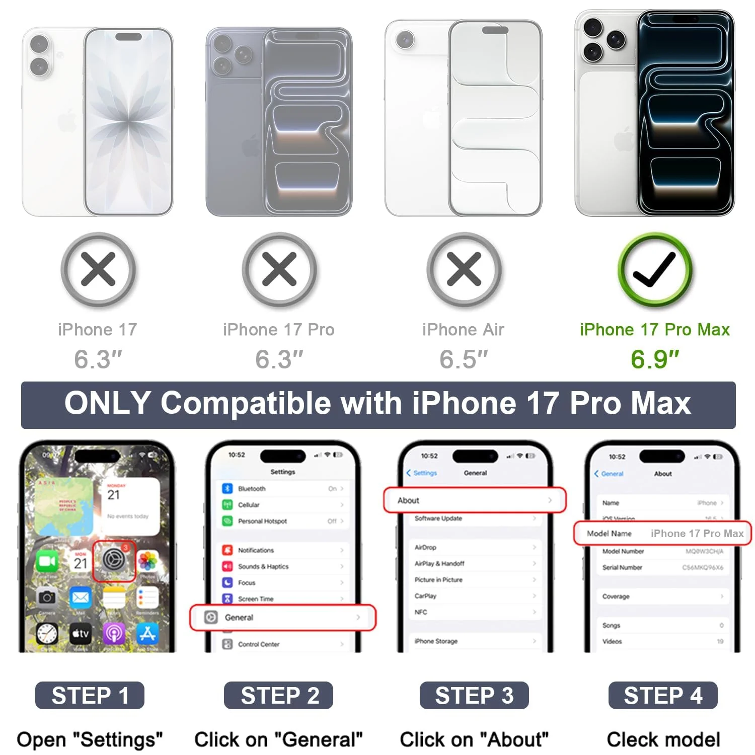DL3 Mobilak Clear MagSafe-Compatible Magnetic Case for iPhone 17 Pro Max with Camera Protection and Magnetic Car-Mount Support - Silver Matte