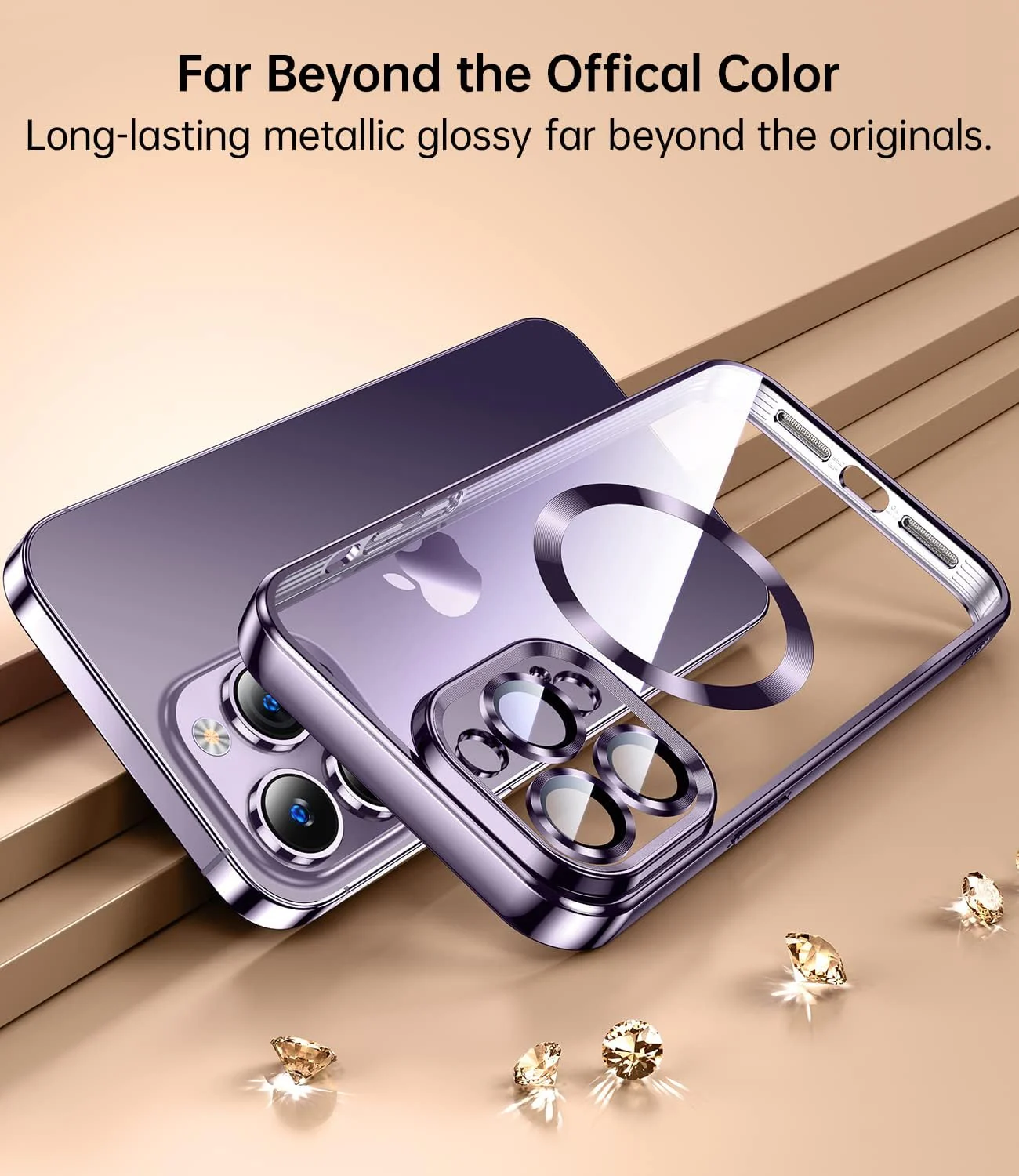 DL3 MOBILAK MagSafe Phone Case with Camera Lens Protector for Apple iPhone 14 Pro Max, Deep Purple