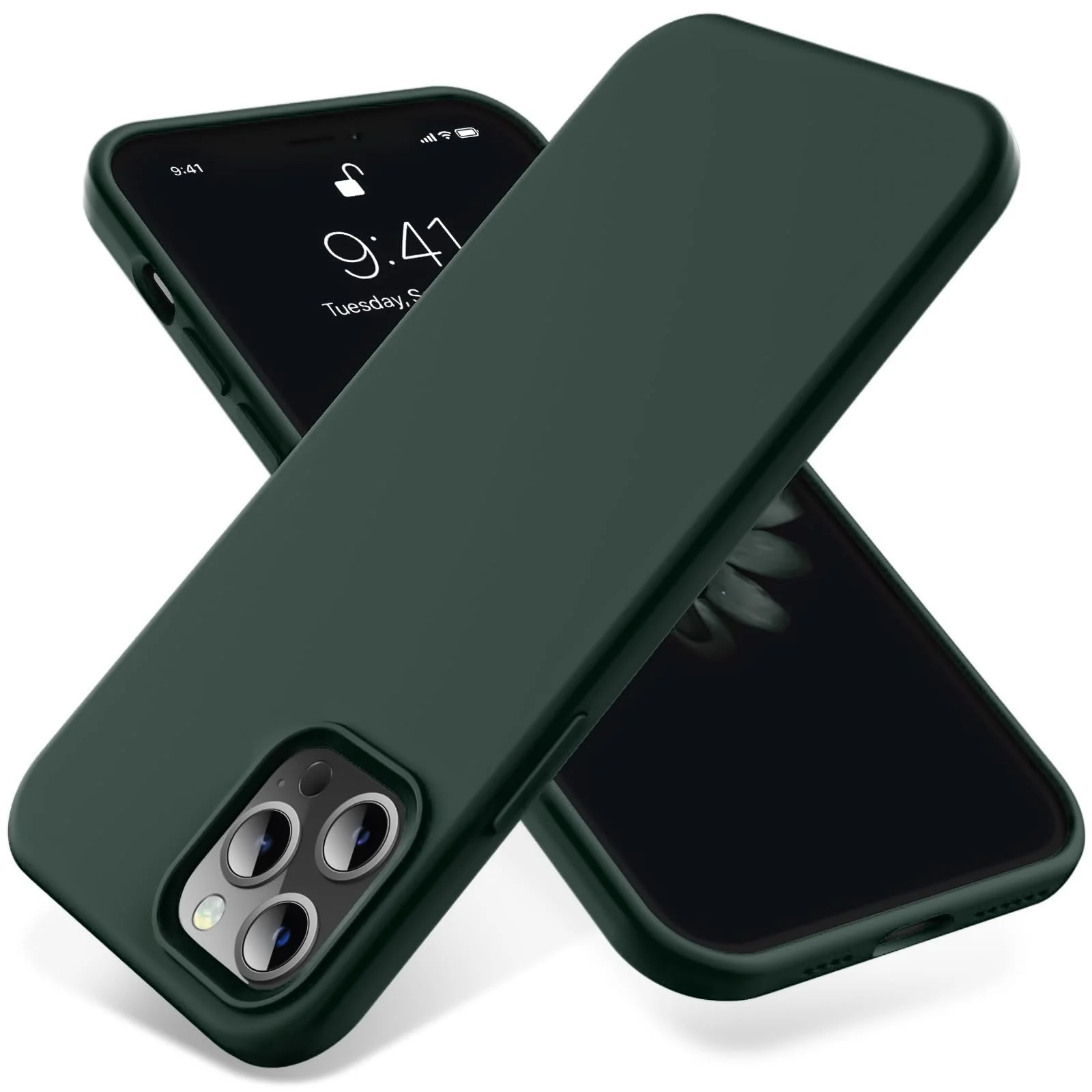 DL3 Mobilak Liquid Silicone Protective Case for iPhone 15 Pro Max with Camera Protection and Microfiber Lining - Oil Green
