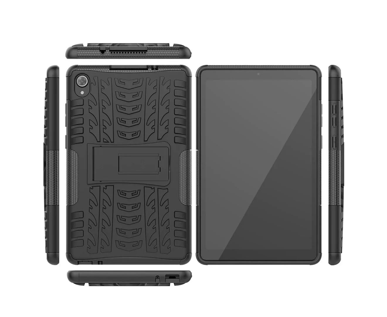 DL3 Mobilak Case For Lenovo Tab M8 4th Gen 2023/3rd Gen 2022/HD LTE 2021/Tab M8 HD/Tab M8 FHD 2019 8.0 inch, Hybrid Rugged Armor Heavy Duty 2 in 1 TPU + PC Dual Layer Case with Kickstand - Black