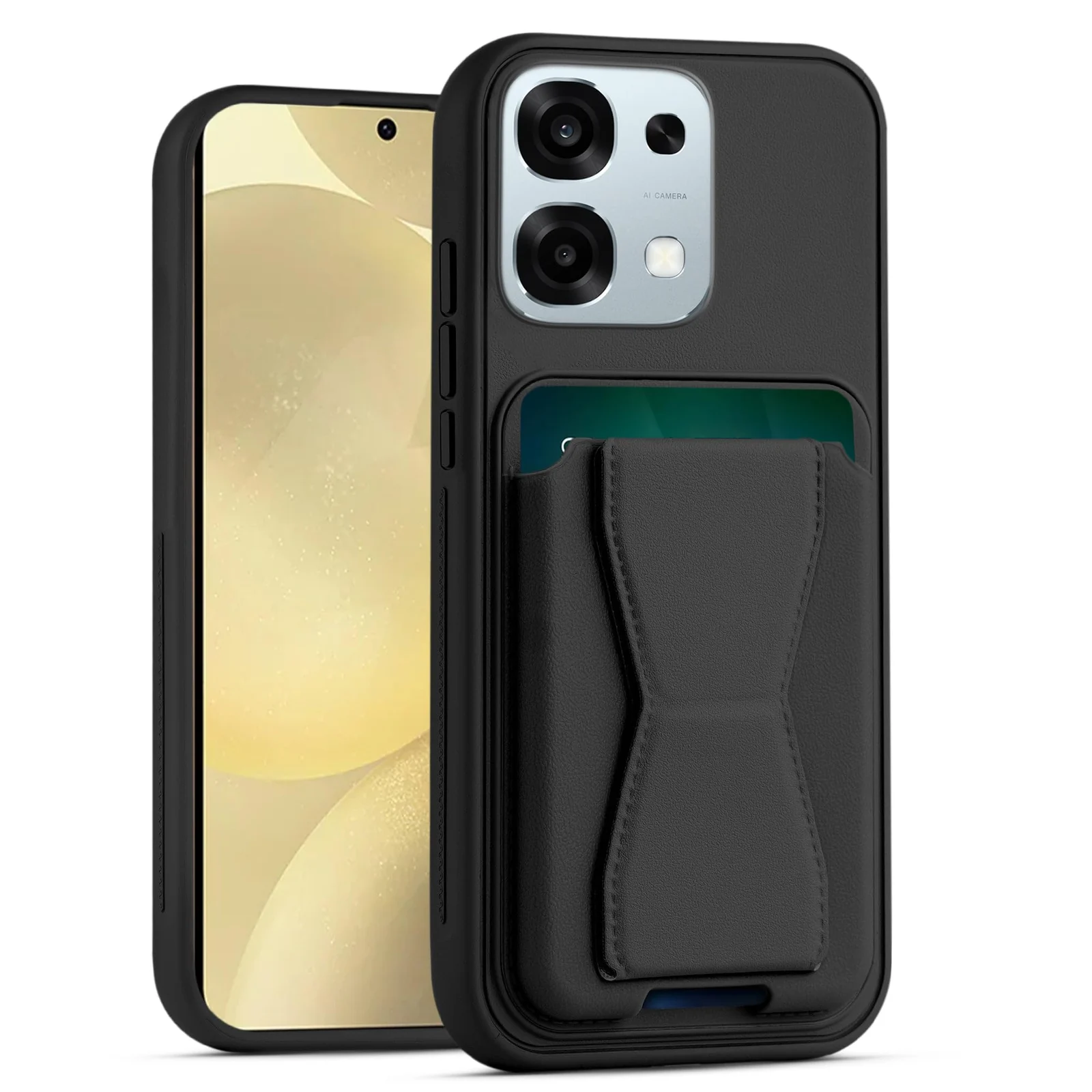 DL3 Mobilak Leather Wallet Case for OPPO A6 Pro 5G / 4G, Camera protection, Shock-absorbing protection, Built-in kickstand - Black