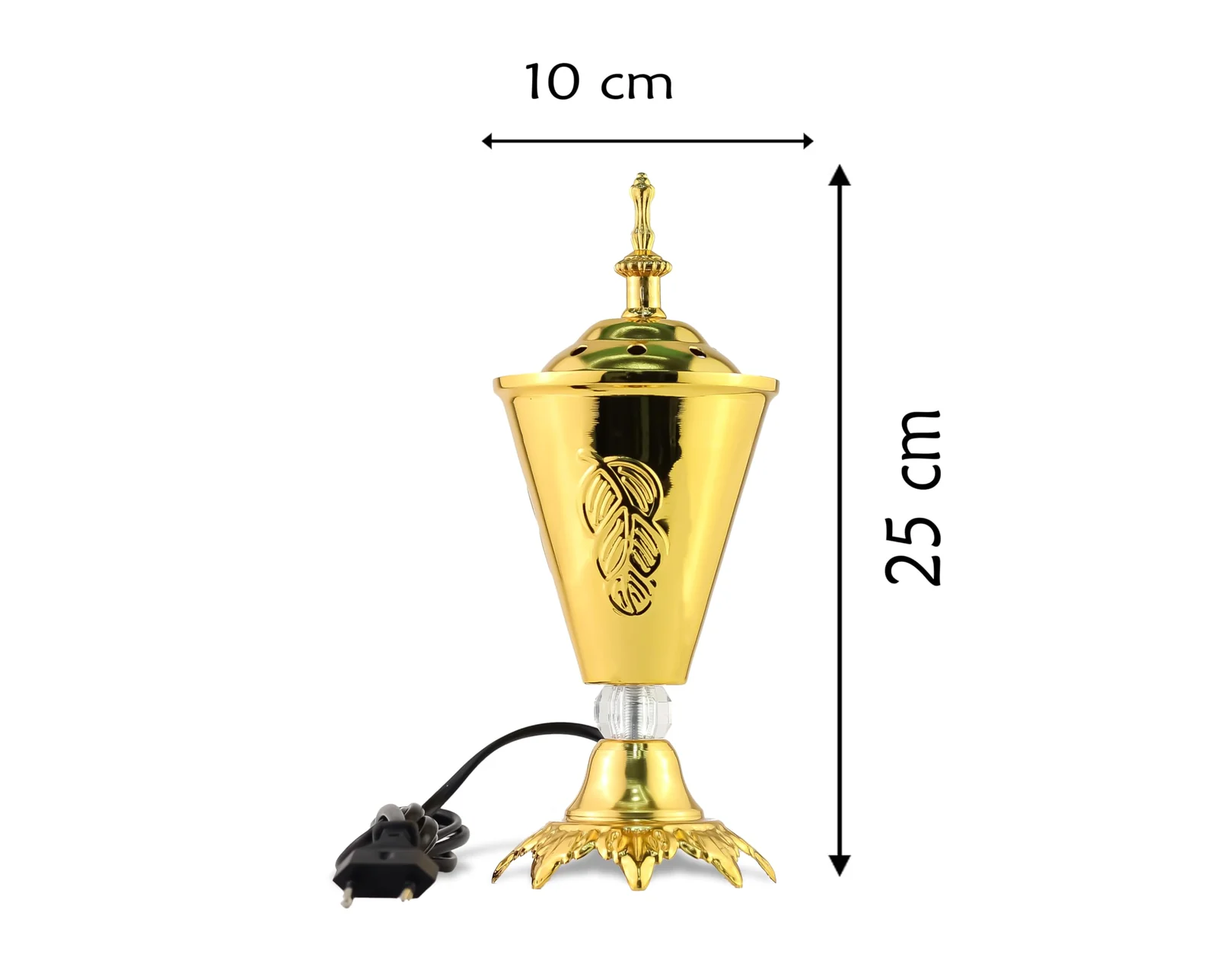 Mobigon Arabian Electric Incense Burners metal Vintage Arabic Burner, Middle Eastern Incense Holder- Electric Incense Burner Bakhoor Suitable For Arabian Oud, Home, Hotel Decor - O. Gold
