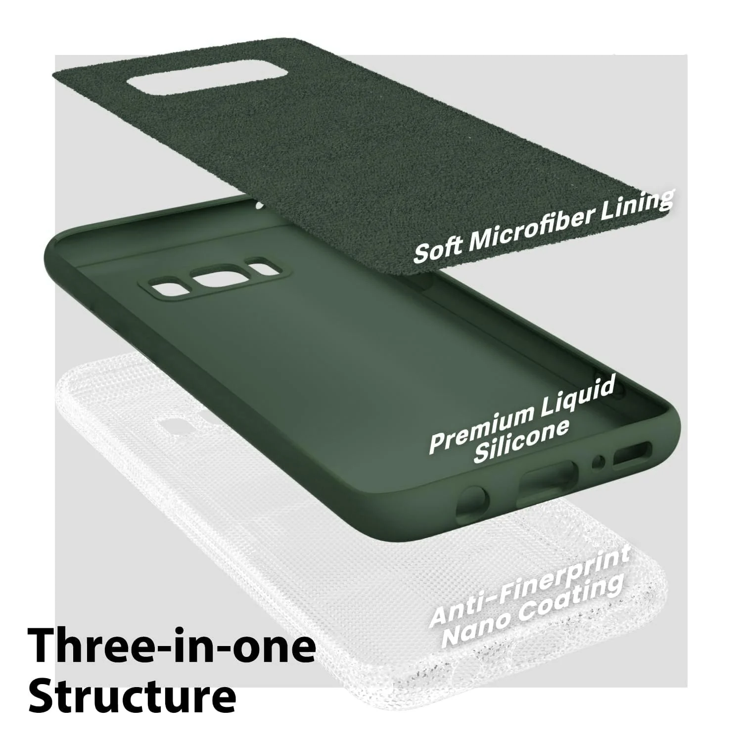 DL3 Mobilak Liquid Silicone Protective Case with Soft Microfiber Lining with Full Camera Protection for Samsung Galaxy S8+ Plus - Green