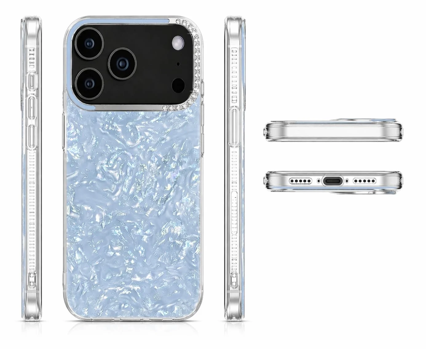 DL3 Mobilak Glitter Rhinestone Protective Case for iPhone 11 Pro Max with Shockproof Design - Sky Blue