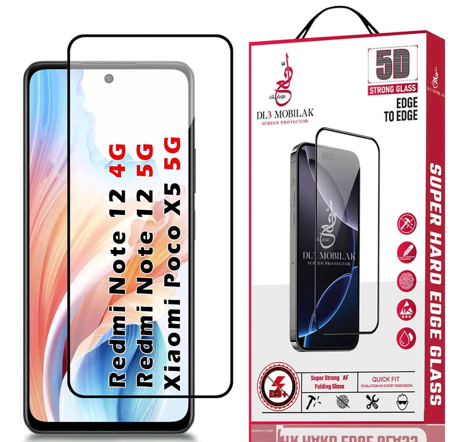 DL3 Mobilak for Xiaomi Redmi Note 12 4G / Xiaomi Redmi Note 12 5G / Xiaomi Poco X5 5G Tempered Glass Screen Protector, 9H Hardness Anti-Scratch Tempered Glass flim, Case Friendly, Anti-Scratch - Clear