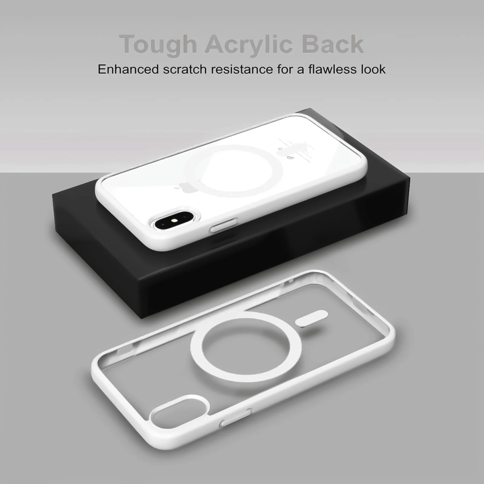 DL3 Mobilak Case Magnetic Crystal Clear for iPhone XS Max Case MagSafe [Not Yellowing] [Military Protection] [No.1 Strong Magnets] Slim Phone Case Thin Cover - White
