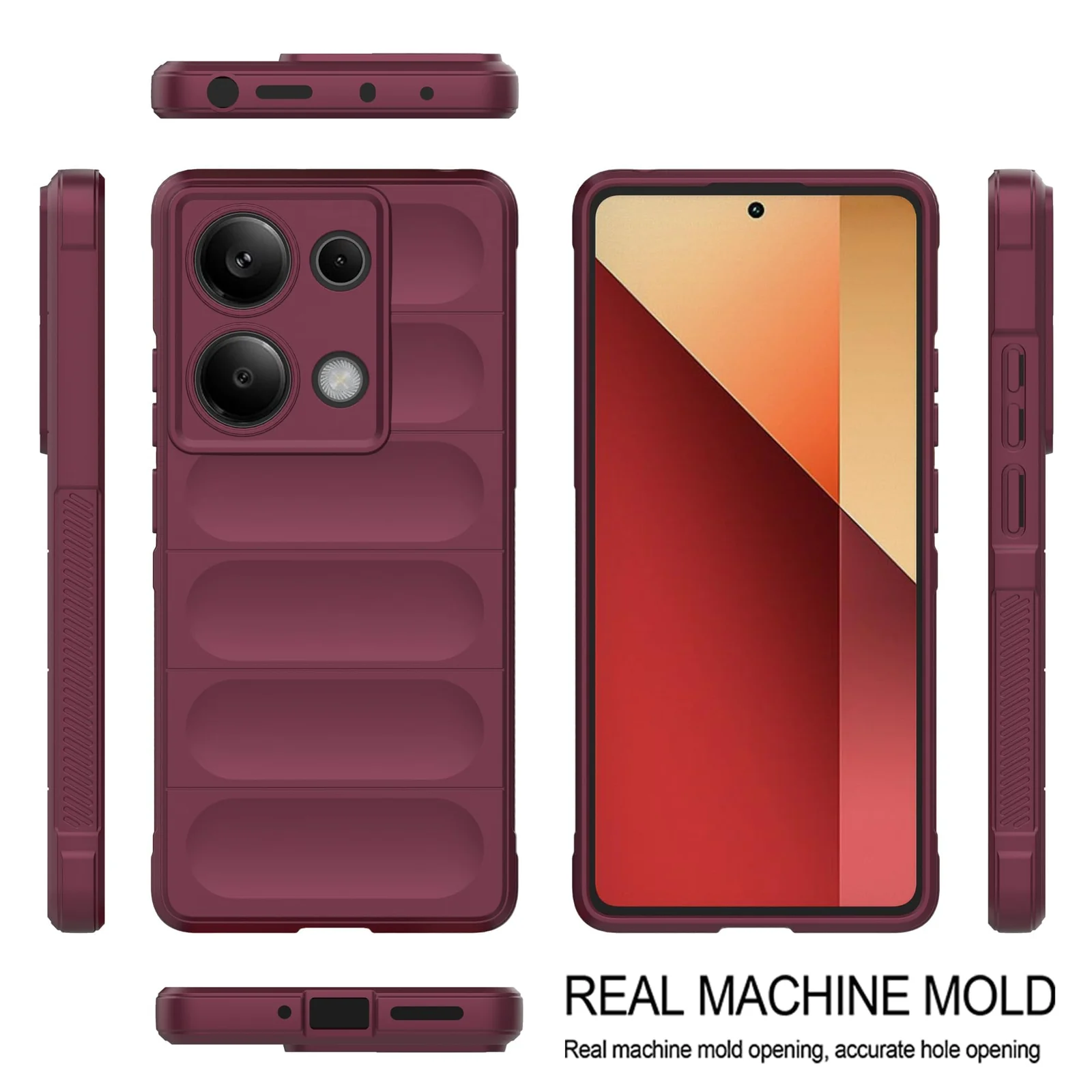DL3 Mobilak Silicone Case for Xiaomi Redmi Note 13 Pro 4G/Poco M6 Pro 4G Heavy Duty Protective Shockproof Soft Flexible Protective Design Shock-TPU Cover With Camera Protection - Wine Red