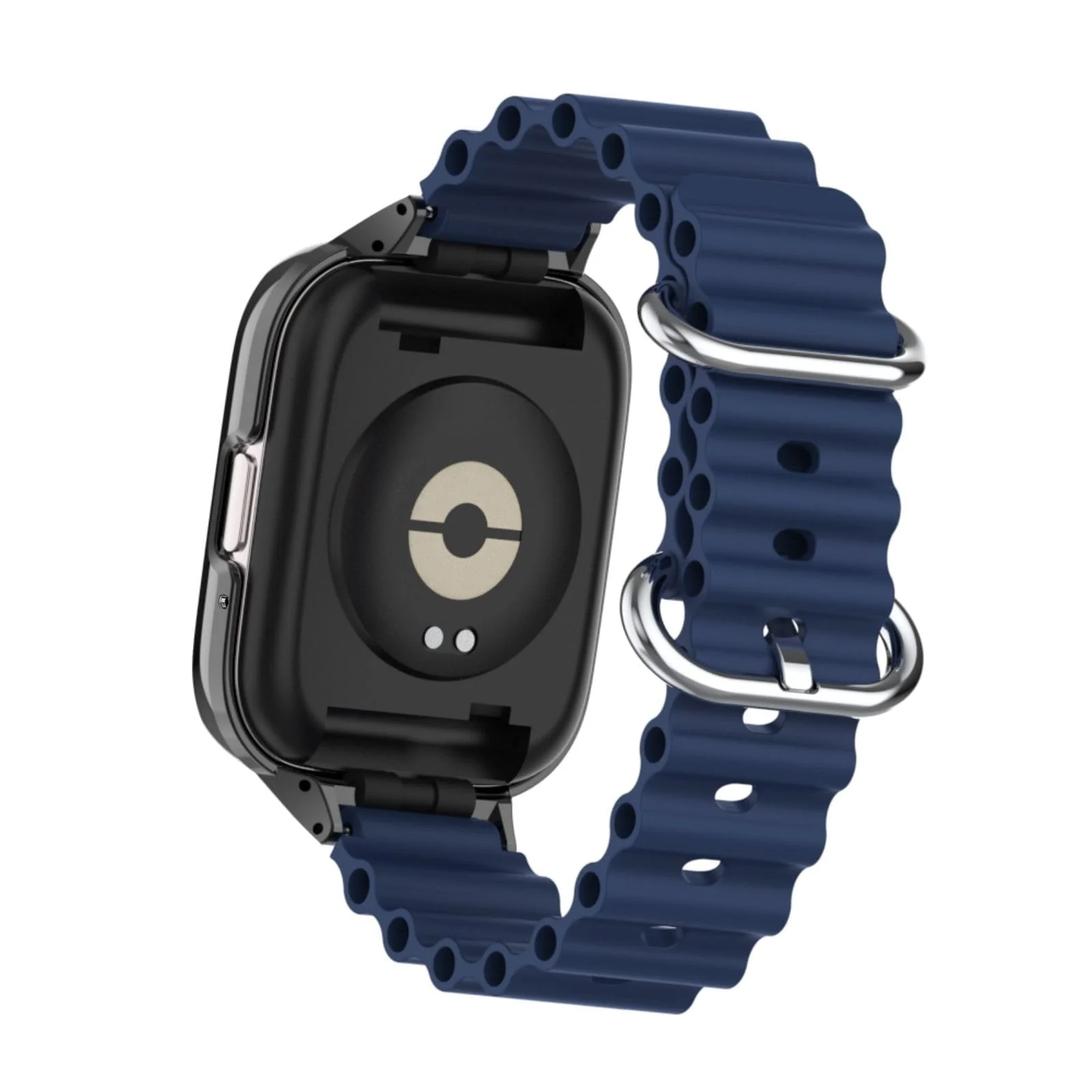 DL3 Mobilak Ocean Strap Compatible with Xiaomi Redmi Watch 3 Lite/Redmi Watch 3 Active, Adjustable Silicone Strap with Metal Buckle, Band With Frame Metal Women Men Replacement Strap - Blue