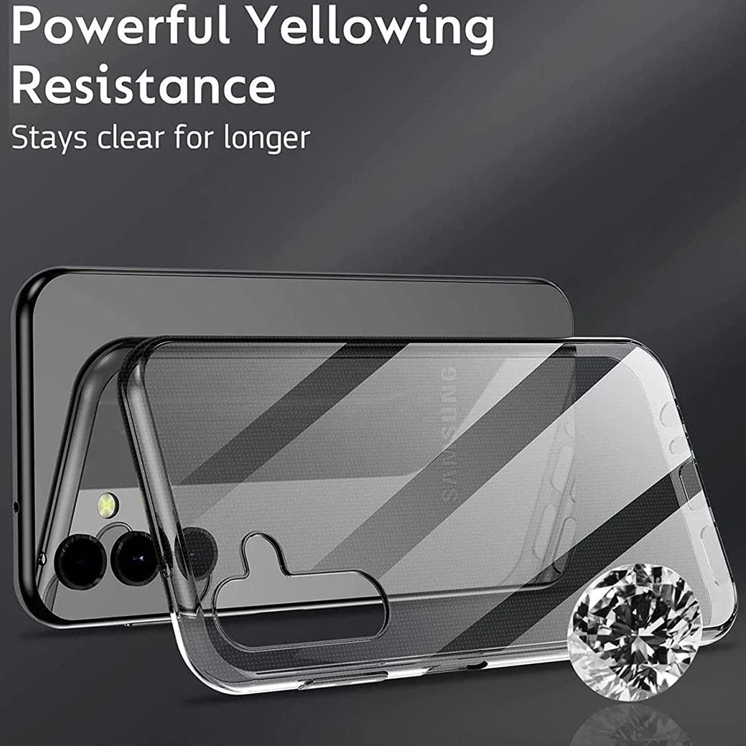 DL3 Mobilak Case Compatible with Samsung Galaxy A34 Case Crystal Soft TPU Gel Case Flexible Silicone Anti-Scratch Camera Protection TPU Cover - Clear