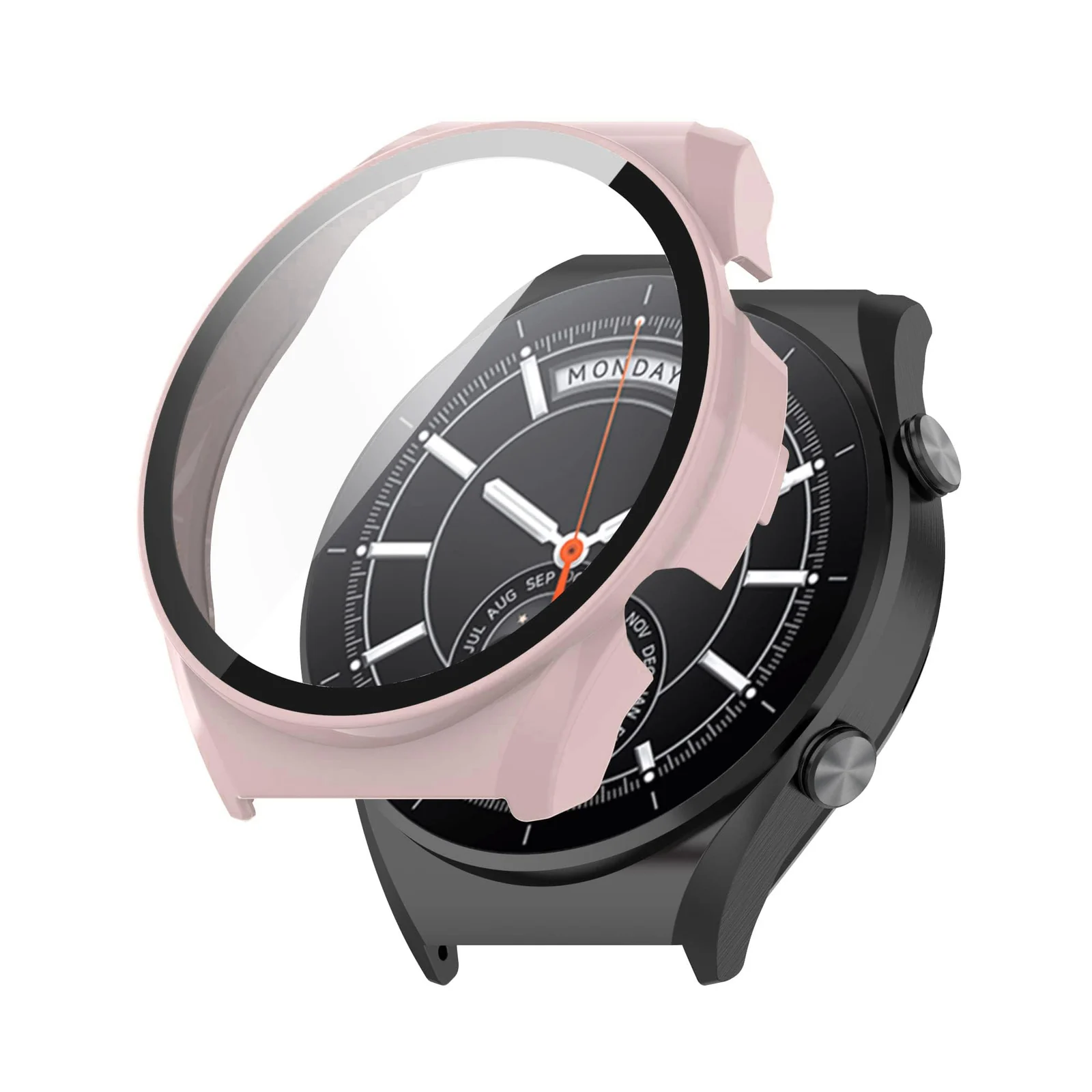 DL3 Mobilak Case with Screen Protector for Xiaomi Watch S1, Bumper Full Coverage Hard PC Overall Protective Cover, Built-in Tempered Glass Film High Sensitivity For Xiaomi Watch S1