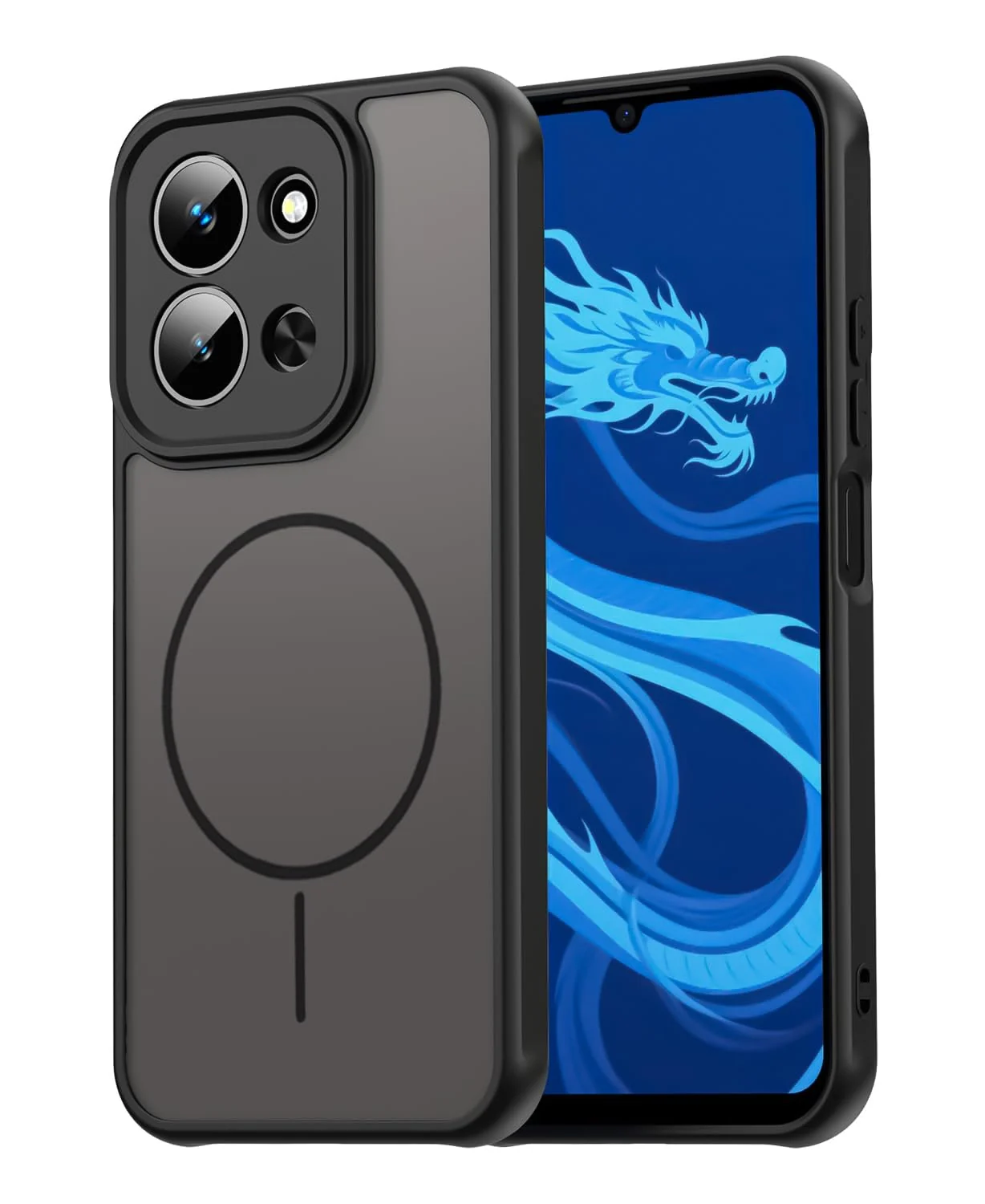 DL3 Mobilak Case For Xiaomi Redmi 10 4G/Redmi 10 2022 Translucent Matte PC Back & Soft TPU Edge, [Not Compatible with MagSafe] Anti-Scratch Shockproof Cover with Full Camera Protection - Black