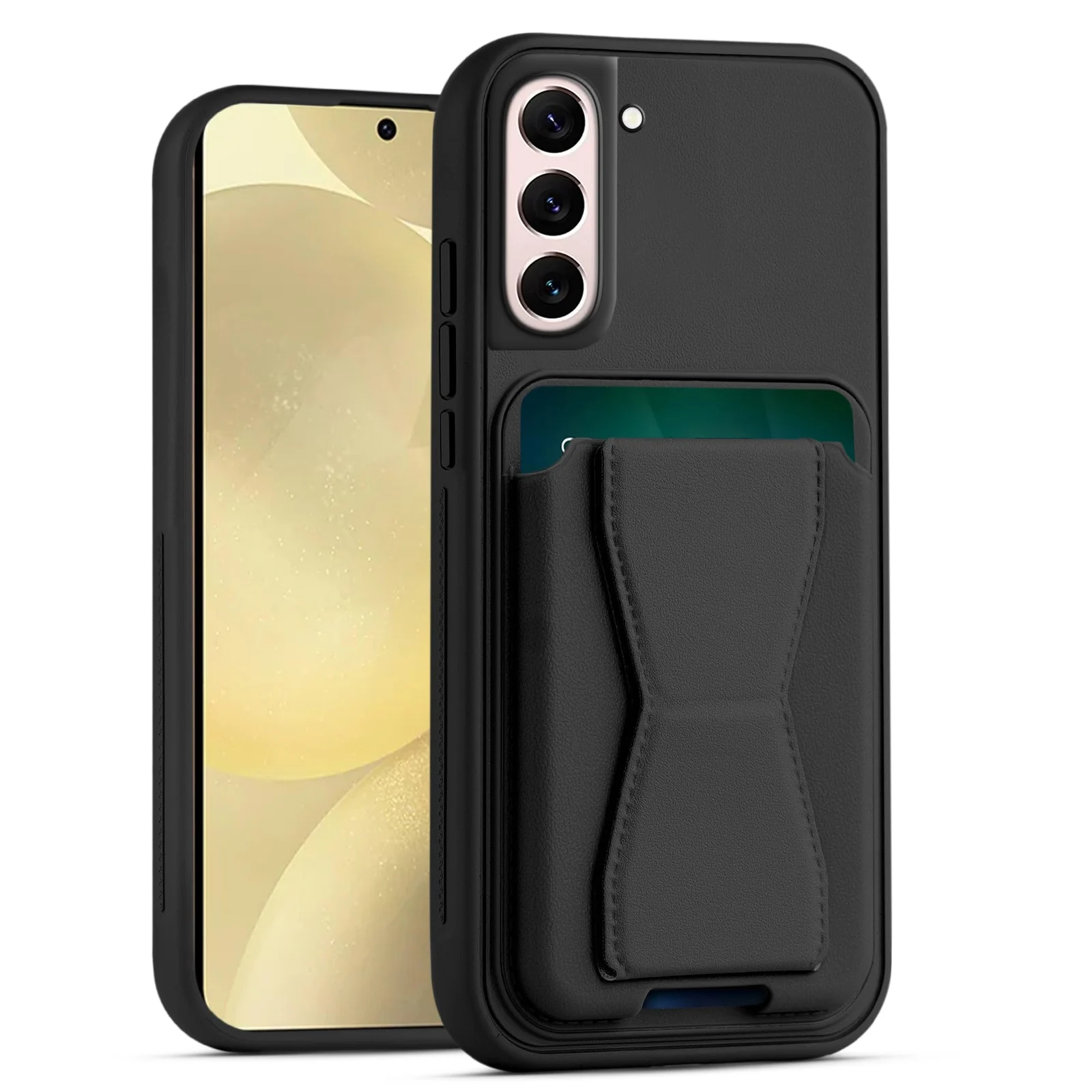 Mobigon Leather Wallet Case Compatible with Samsung Galaxy S21 FE 5G, Leather Back Cover With TPU Frame, Shockproof Protective Phone Case with Card Holder Stand
