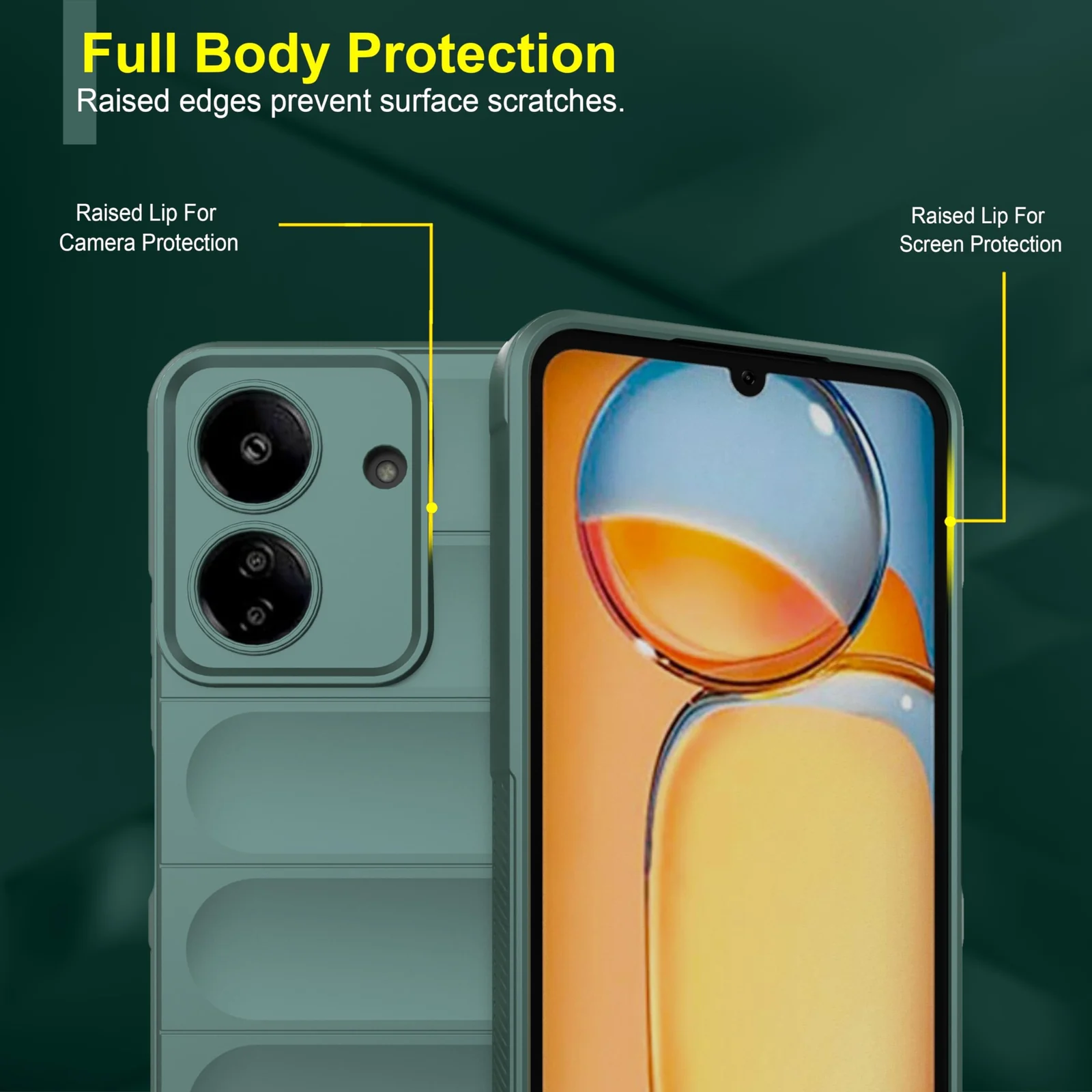 DL3 Mobilak Soft Silicone Protective Case for Xiaomi Redmi 13C 4G with Camera Protection and Shockproof Design - Green