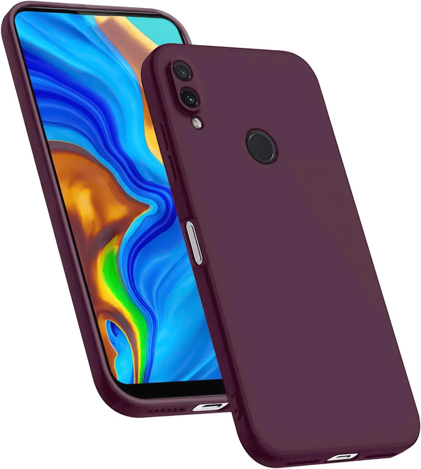 Dl3 Mobilak Xiaomi Redmi Note 7 / Note 7 Pro Case,Soft Flexible Silicone Gel Rubber Bumper Cover,Full Body Shockproof Protective Phone Case (Win Red)