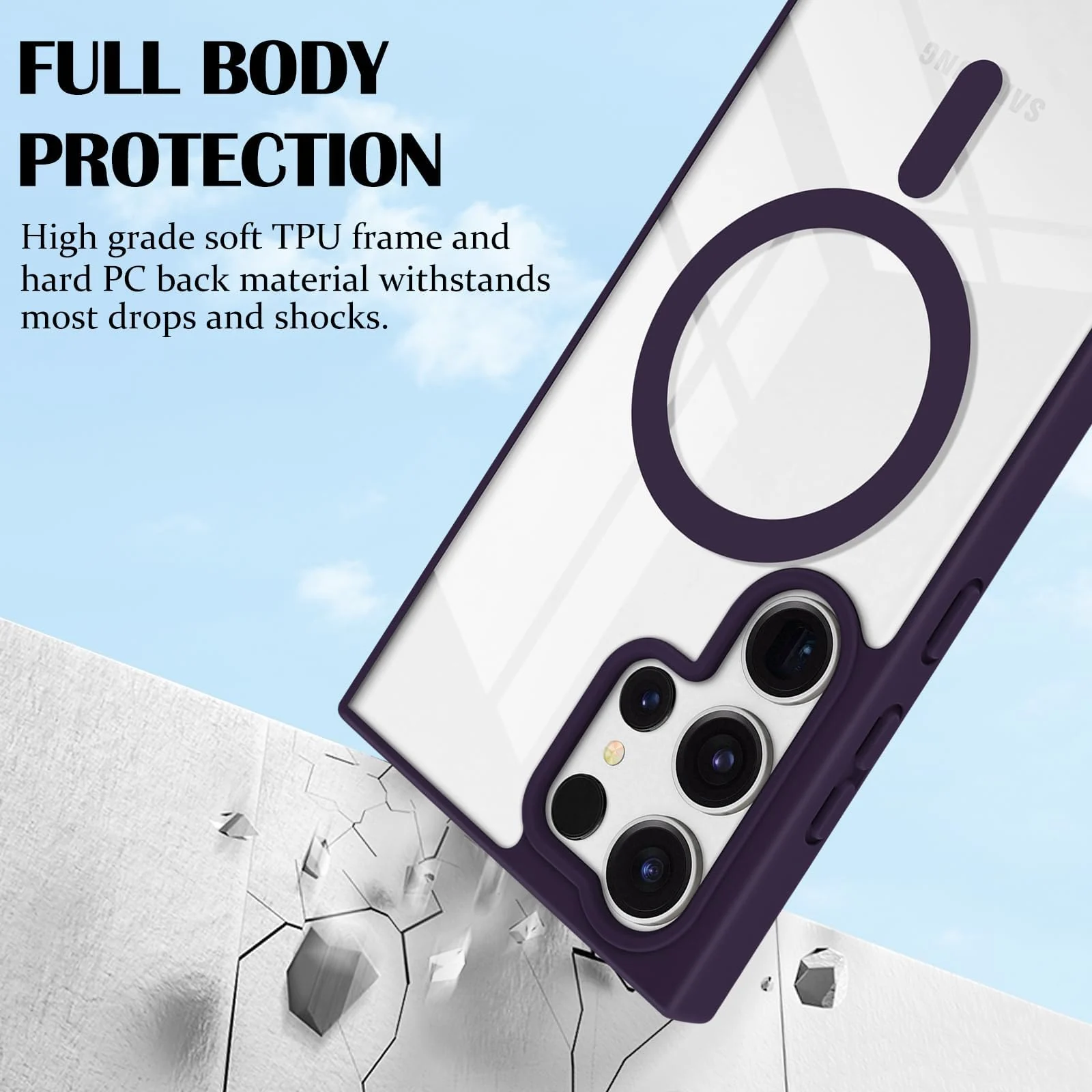 DL3 Mobilak MagSafe-Compatible Clear Magnetic Case for Samsung Galaxy S23 Ultra - Deep Purple