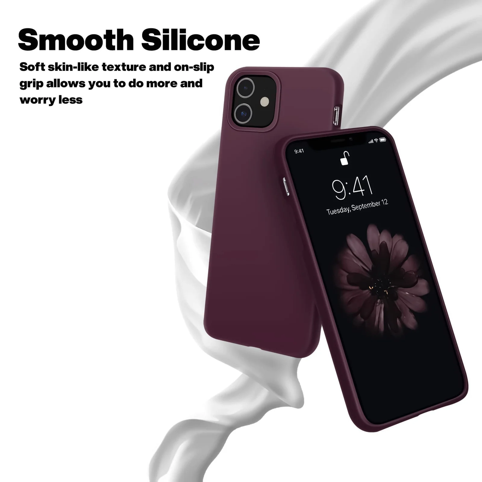 DL3 Mobilak Liquid Silicone Case for iPhone 11 (6.1 Inch), Shock-absorbing protection, Scratch-resistant surface, Soft microfiber lining - Wine Red