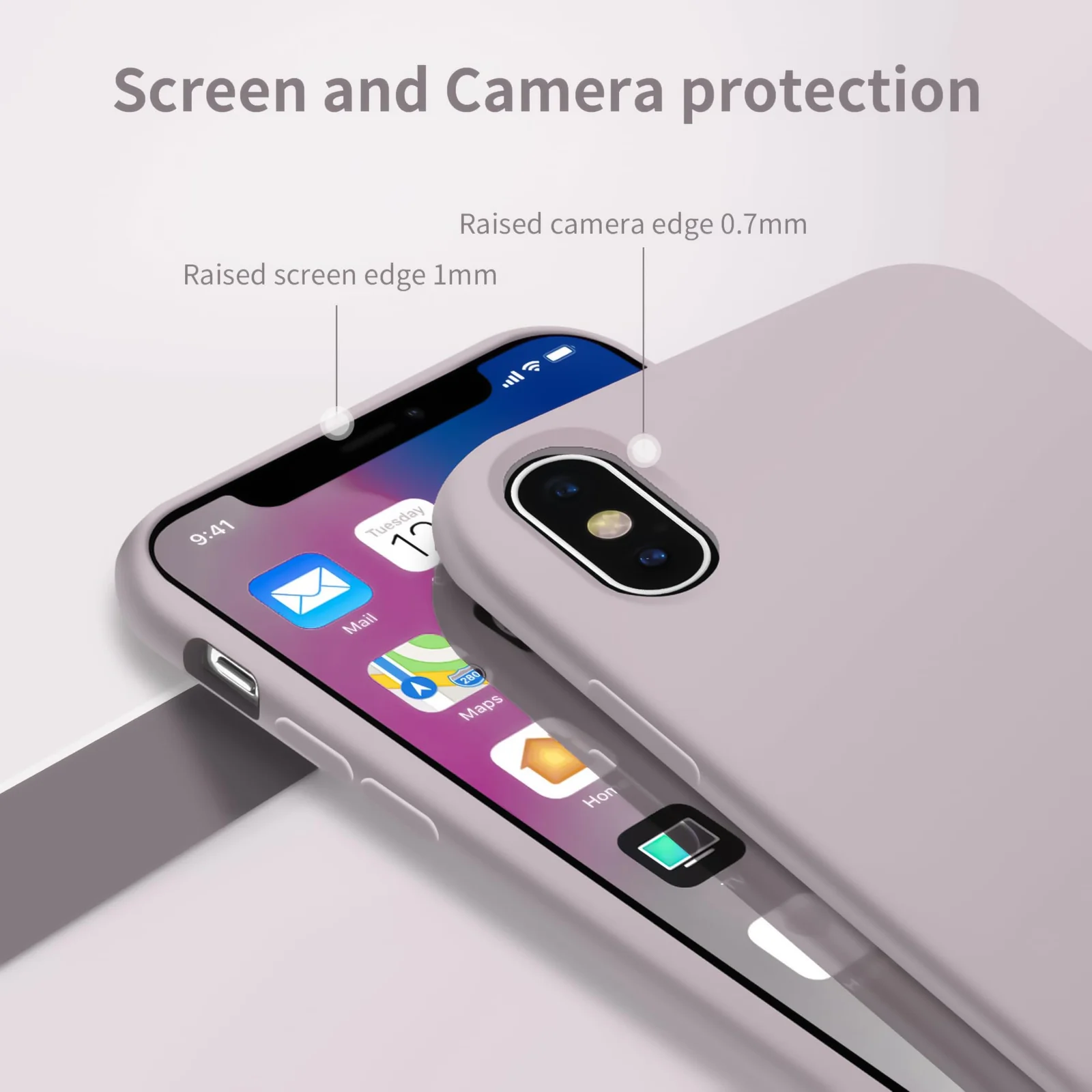 DL3 Mobilak Liquid Silicone Case for iPhone XS Max, Shock-absorbing protection, Scratch-resistant surface, Soft microfiber lining - Lavender Pink
