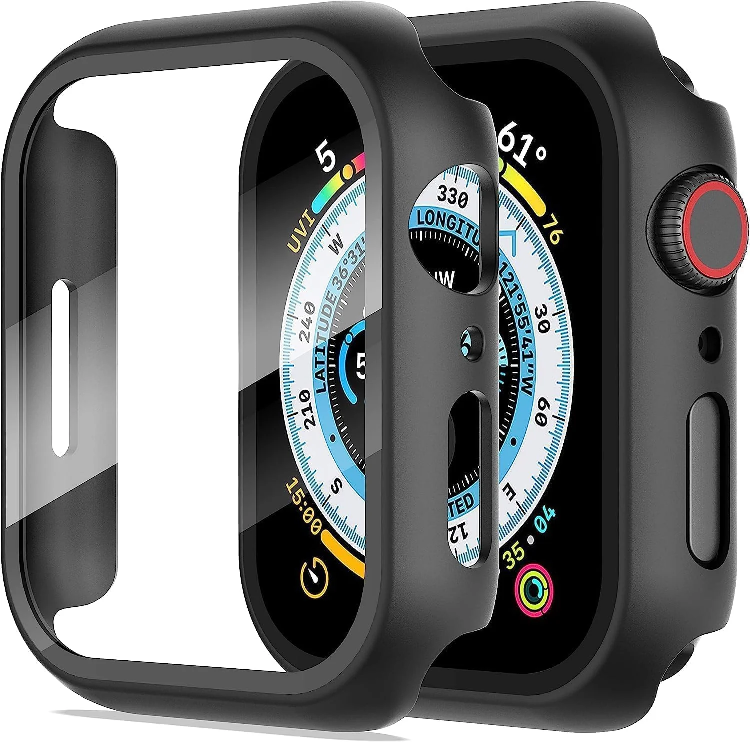 DL3 Mobilak Hard Case Designed for Apple Watch Series 8/7/6/5/4/Series SE/SE 2 44mm, Built-in 9H [HD Clear] Tempered Glass Screen Protector, [Full Protection] Slim Cover for 44mm