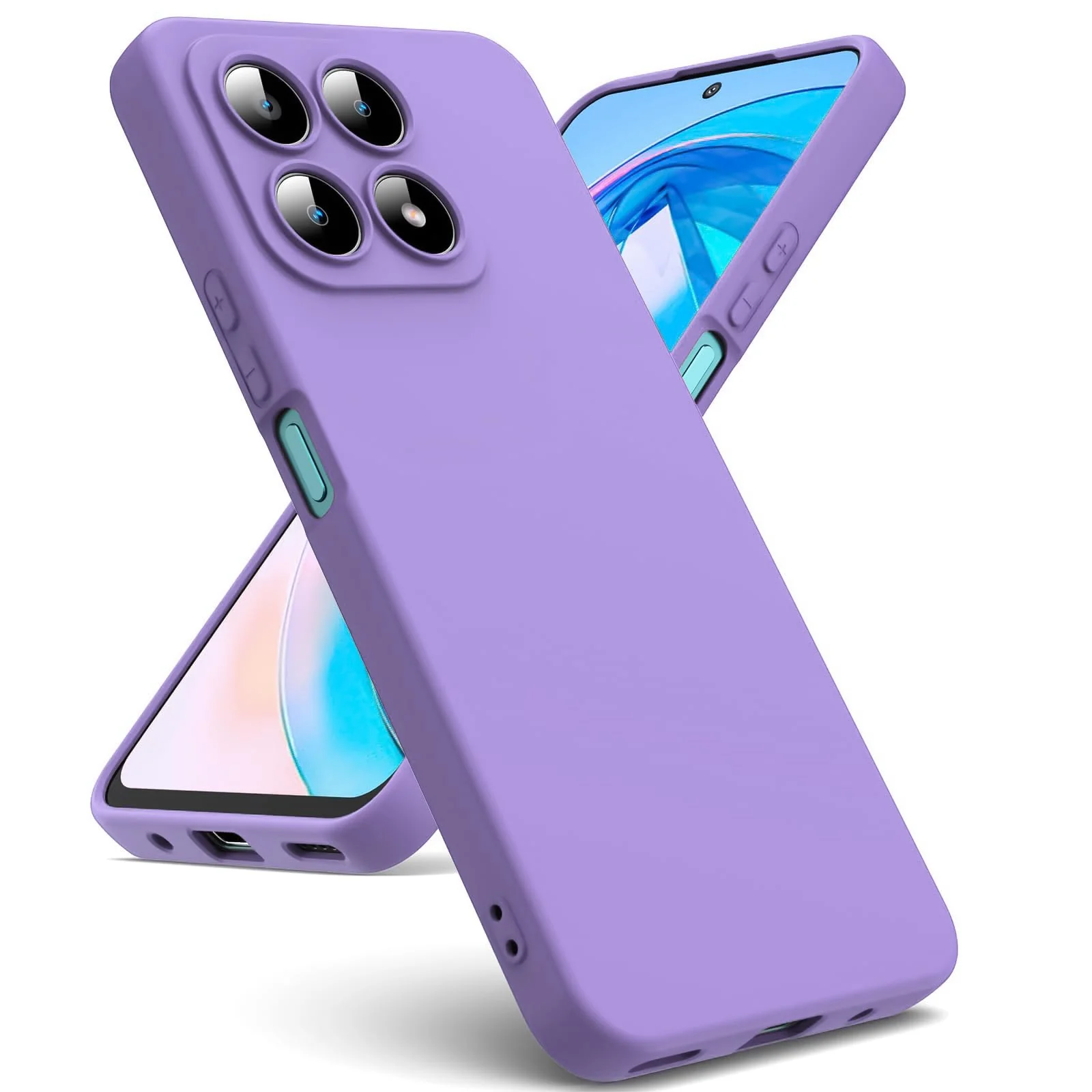 DL3 Mobilak Liquid Silicone Protective Case with Soft Microfiber Lining with Full Camera Protection for Honor X8A - Light Purple