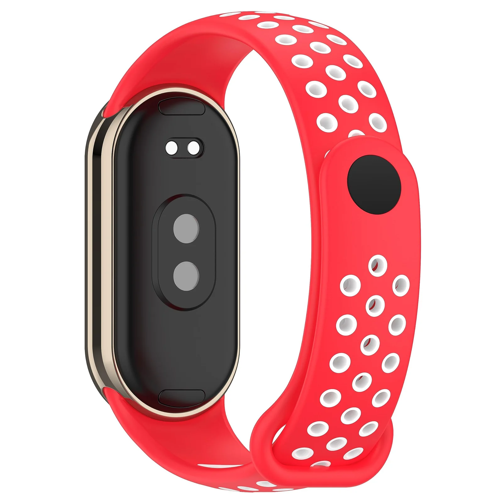 DL3 Mobilak Strap for Xiaomi Mi Band 8, Breathable Sport Silicone Watch Band Strap, Replacement Bracelet Wristband Wrist Strap for Xiaomi Smart Band 8 Watch Accessories - Red White
