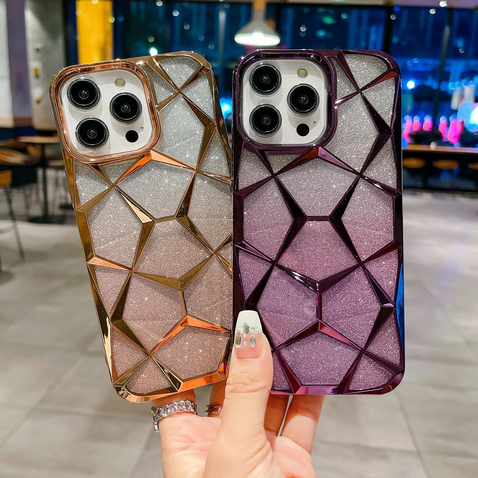 DL3 Mobilak Compatible with Samsung Galaxy A16 5G/4G Case Plating Bling Gradient Glitter Clear Cover Soft TPU Silicone Cute Camera Protection Shockproof Back for Women Girls Case - Purple