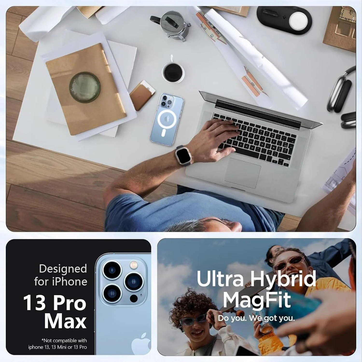DL3 Mobilak for iPhone 13 Pro Max Case [Compatible with MagSafe] [Strong Magnet] [Non-Yellowing] Magnetic Slim Thin Bumper Phone Cover, Lightweight, and Durable - Clear