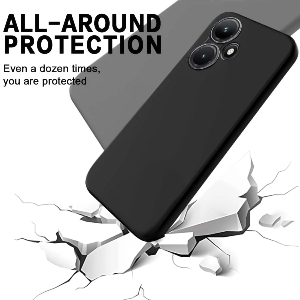 DL3 Mobilak Liquid Silicone Protective Case with Soft Microfiber Lining with Full Camera Protection for Infinix Hot 30i - Black