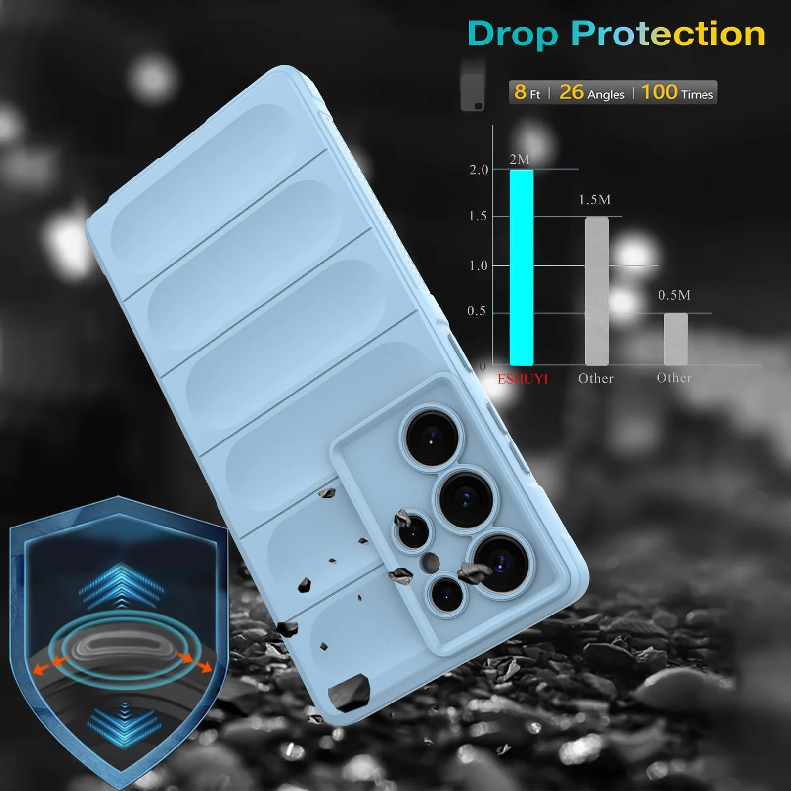 DL3 Mobilak Flexible Silicone and TPU Protective Case with Camera Protection for Samsung Galaxy S25 Ultra - Baby Blue