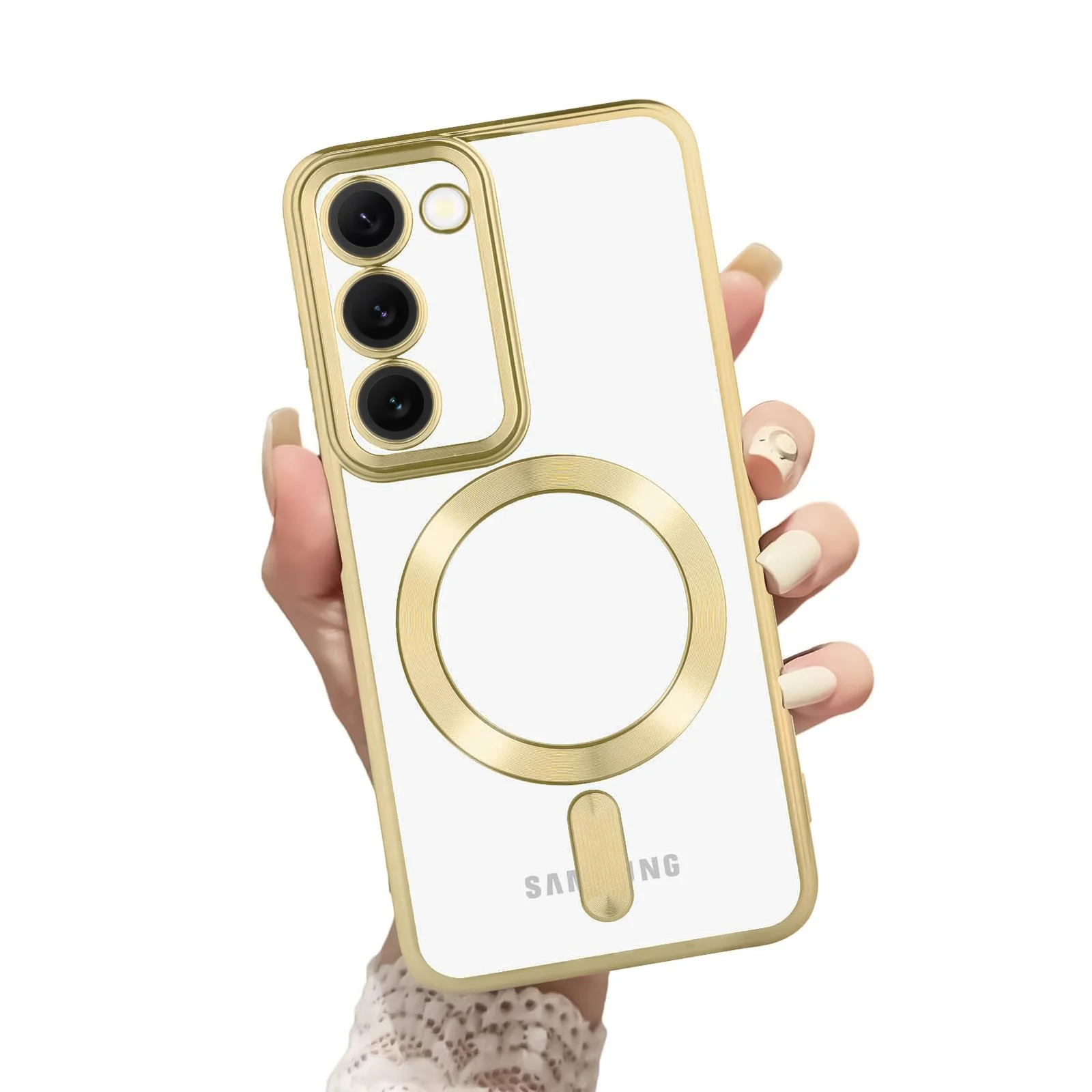 DL3 Mobilak Clear TPU Case for Samsung Galaxy S20 FE 4G 5G 2020 / 2022, Compatible with MagSafe accessories, Supports wireless charging, Camera protection - Gold