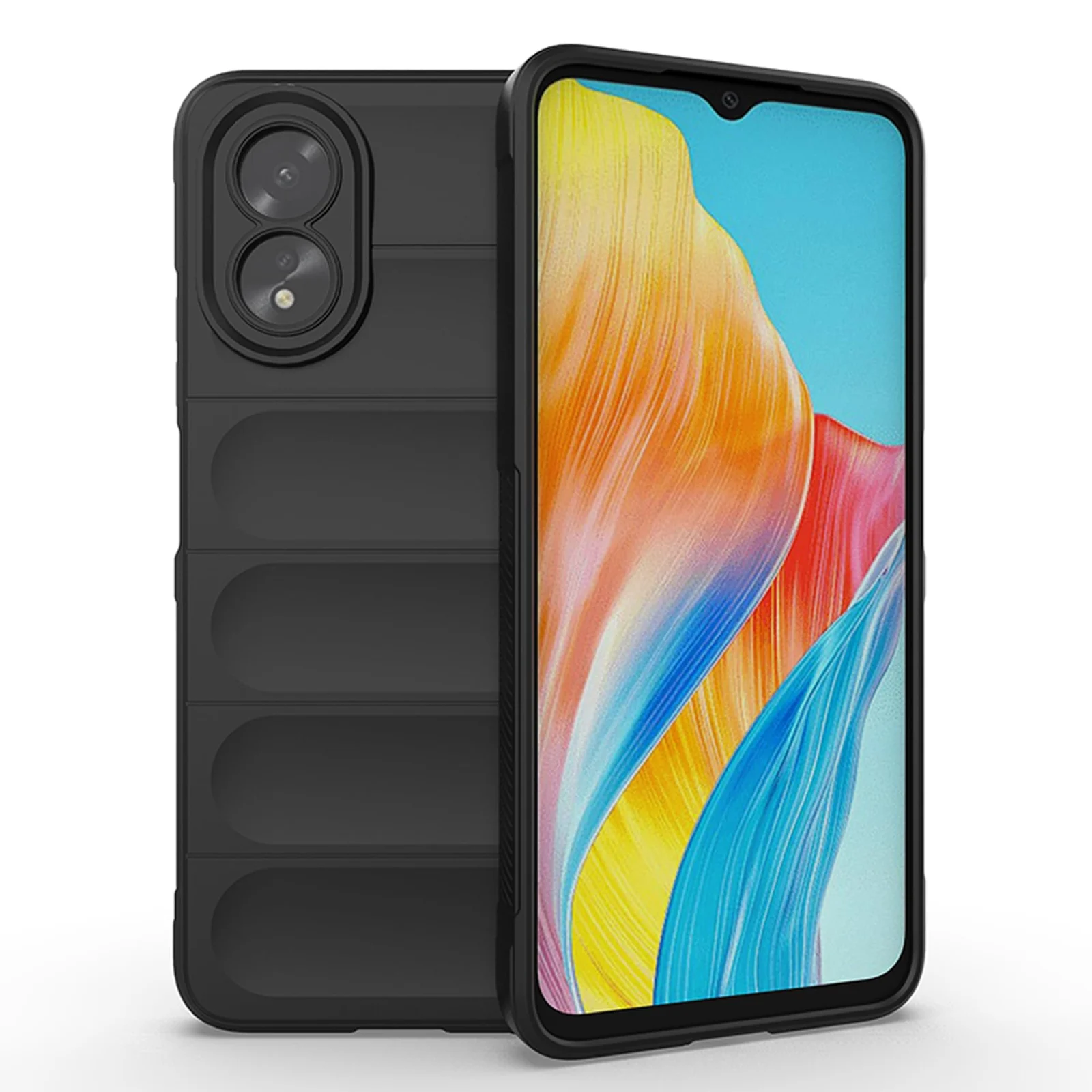 DL3 Mobilak Soft Silicone Protective Case for OPPO A38 4G / OPPO A18 4G with Camera Protection and Shockproof Design - Black