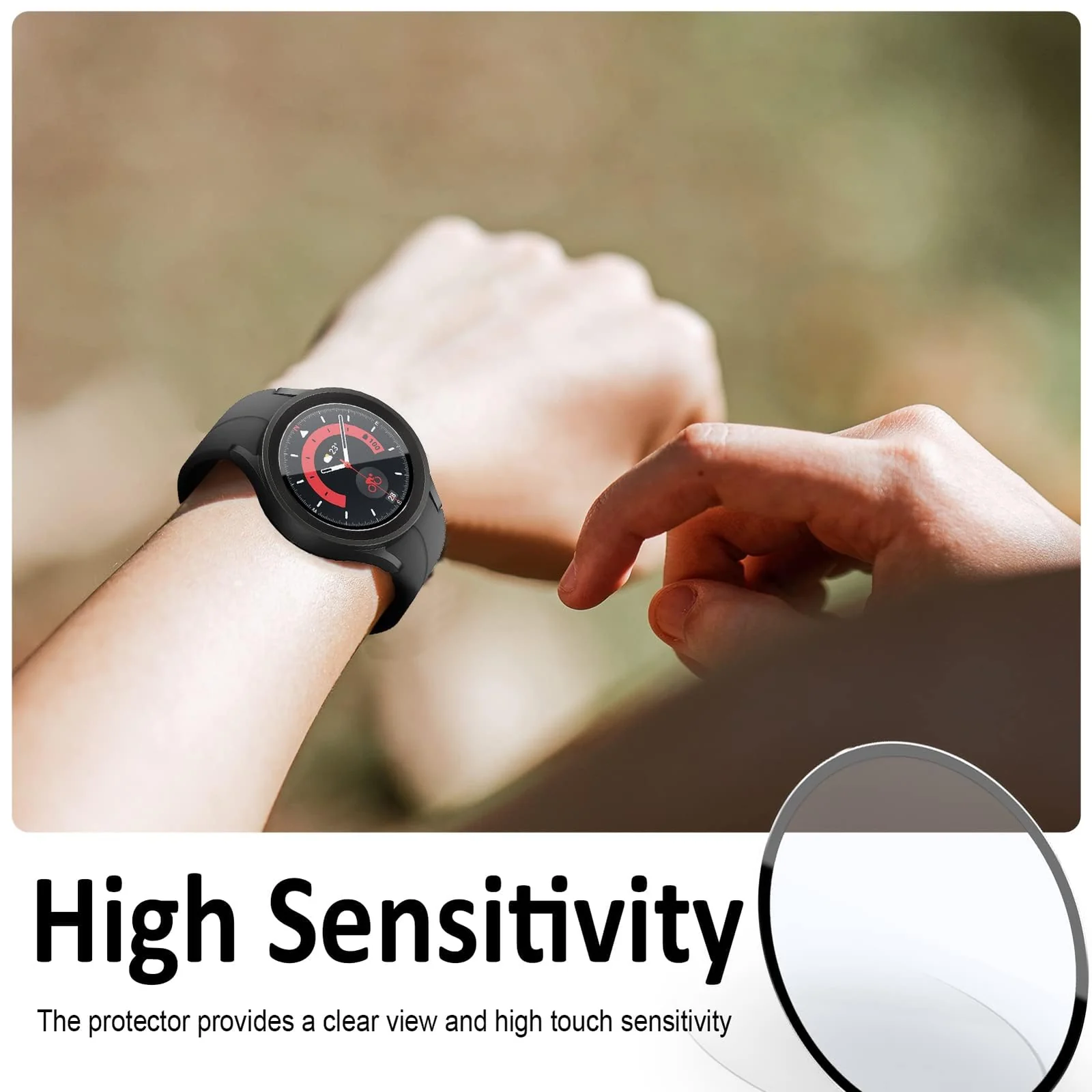 DL3 Mobilak Screen Protector For Samsung Galaxy Watch 5 Pro 45mm, 3D Curved Soft Edge Protective Film [Anti-Scratch] [Bubble Free] [Ultra Shatterproof] [High Sensitive] (Not Glass) - Black