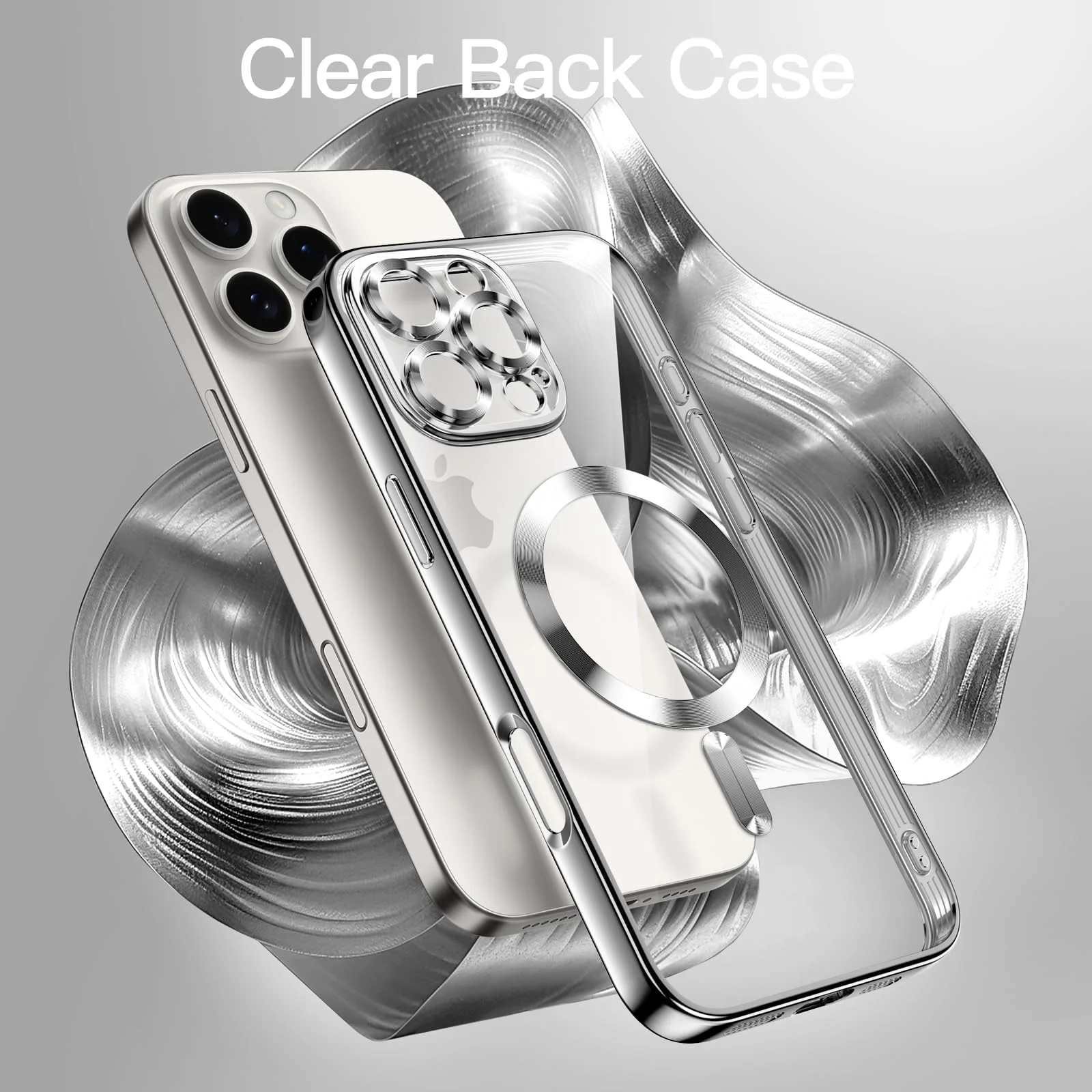 DL3 Mobilak Plated-Edge Protective Case for iPhone 16 Pro 6.3-Inch, Compatible with MagSafe accessories, Supports wireless charging, Shock-absorbing protection - Silver