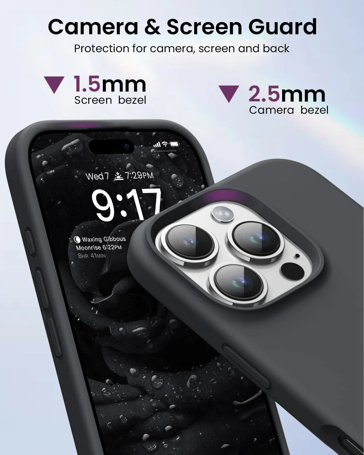 DL3 Mobilak Liquid Silicone Protective Case for iPhone 16 Pro with Microfiber Lining and Shockproof Design - Deep Gray 2