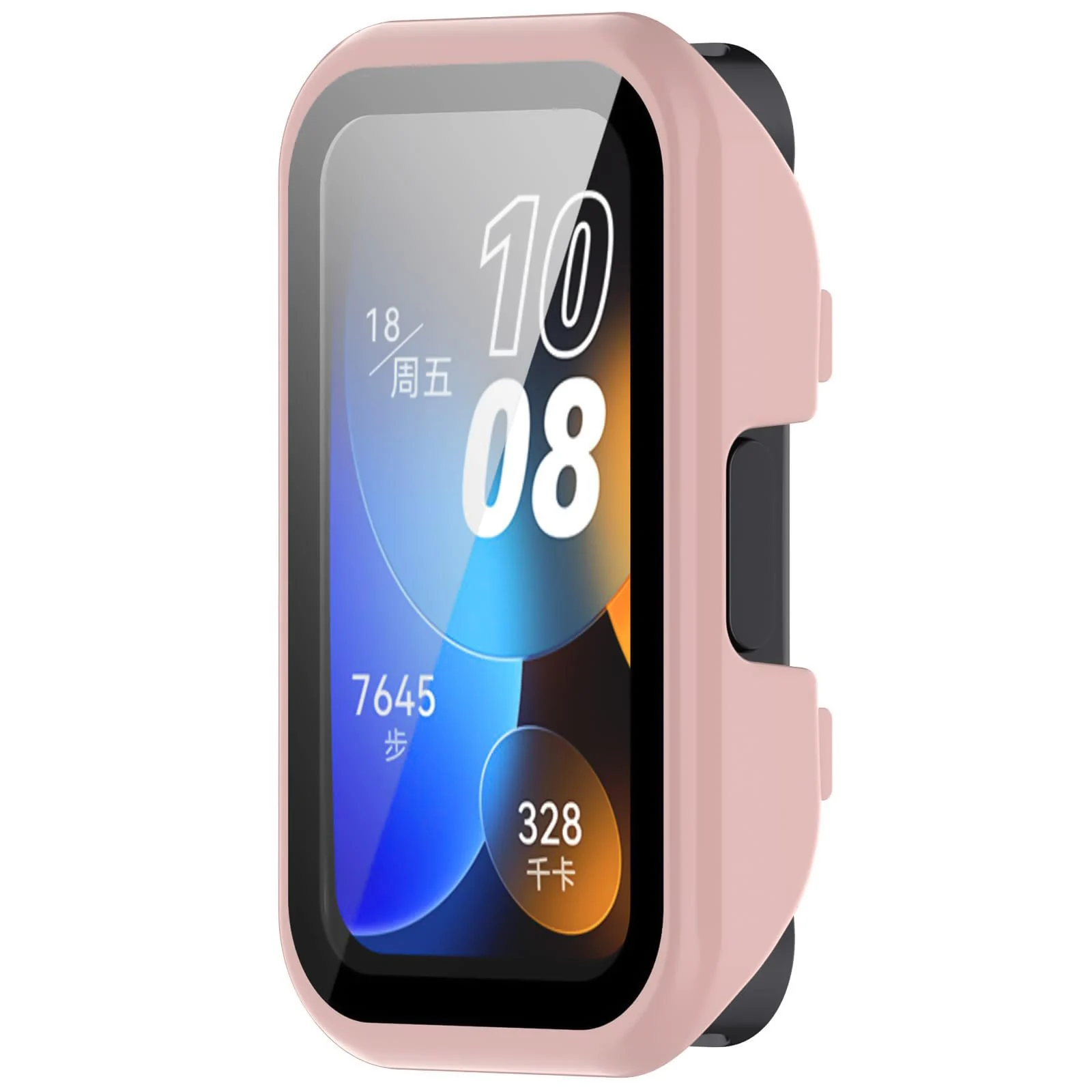 DL3 MOBILAK Full-Coverage Watch Case with Tempered Glass for Huawei Band 8 / Band 9, Pink