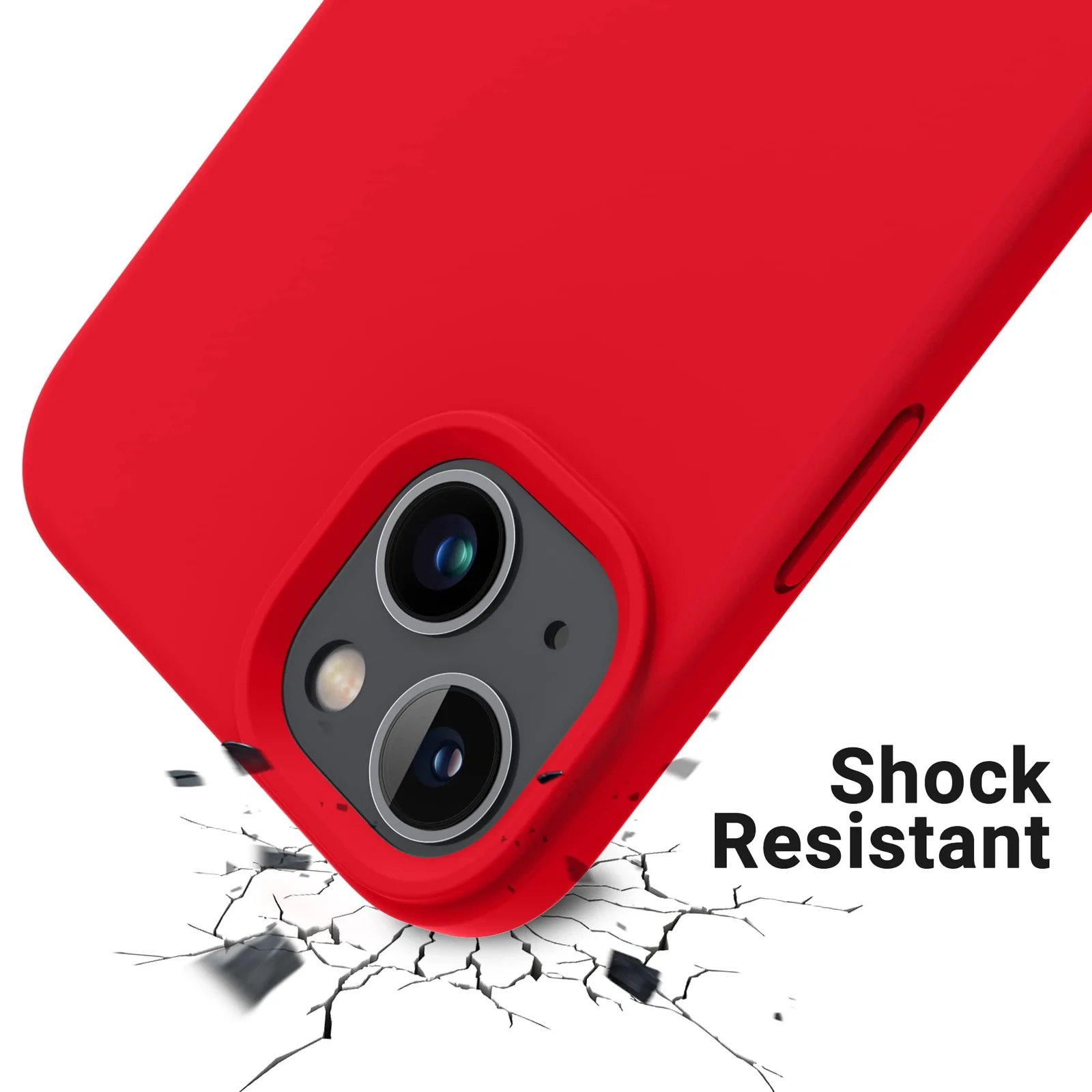 DL3 Mobilak Liquid Silicone Protective Case with Soft Microfiber Lining for iPhone 14 (6.1 Inch) - Red