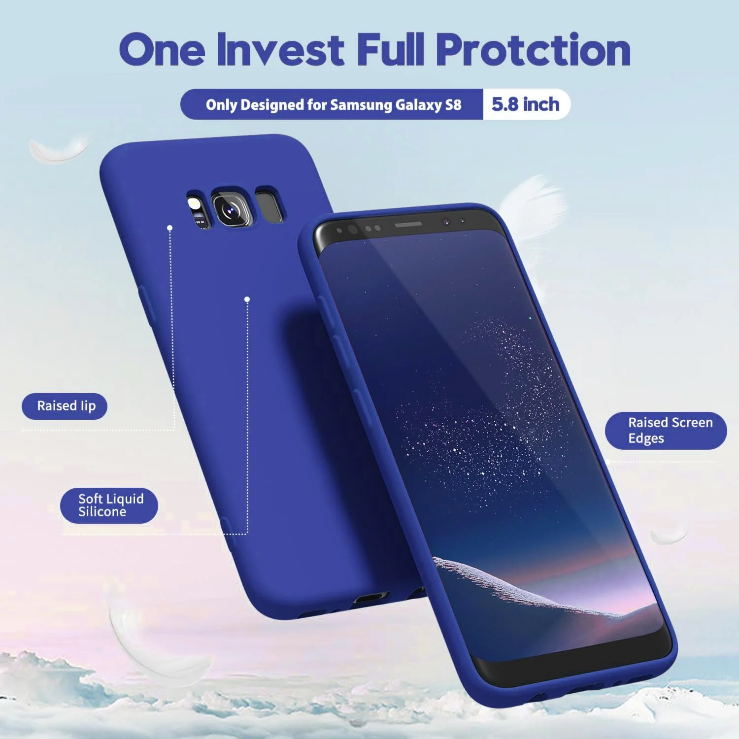 DL3 Mobilak Liquid Silicone Protective Case with Soft Microfiber Lining with Full Camera Protection for Samsung Galaxy S8+ Plus - Pepsi