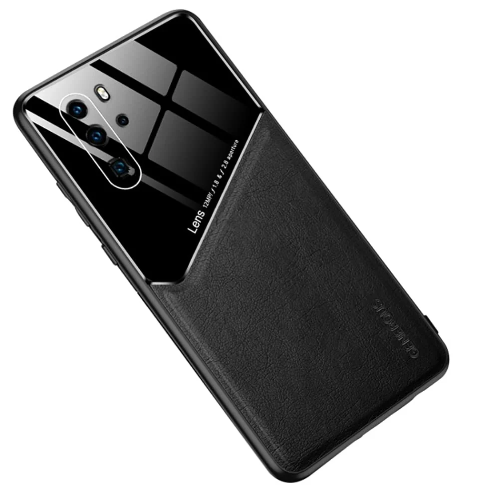 DL3 Mobilak Leather and PC Protective Case for Huawei P30 Pro, Built-in magnetic car-mount support, Shock-absorbing protection, Raised edges around the screen and camera - Black