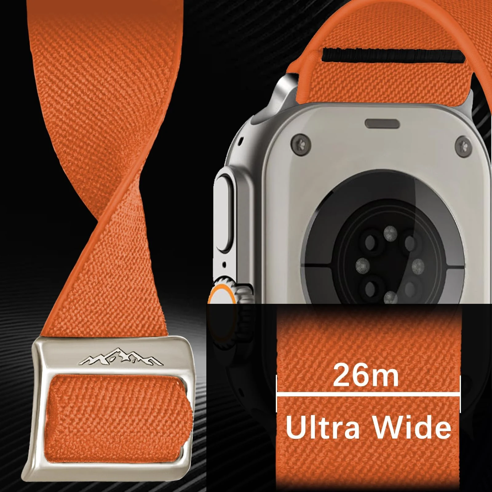 DL3 Mobilak Solo Loop Nylon Band Compatible with Apple Watch Ultra 2/Ultra Band 49mm 45mm 46mm 44mm 42mm for Men Women, Soft Fabric Braided Elastic Sport Strap for iWatch Series SE 10/9/8/7/6/5/4 - Orange